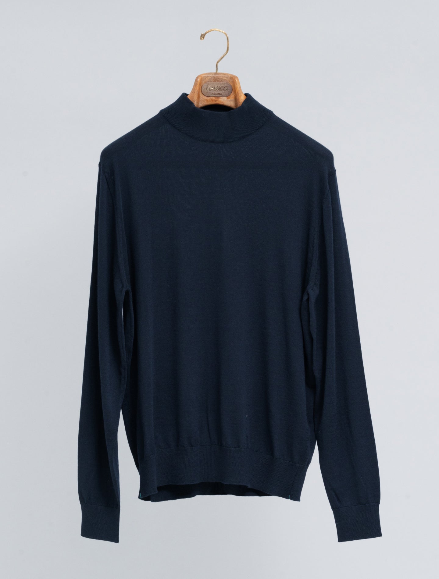Light Weight Wool Mockneck Navy Fioroni Knitwear 48
