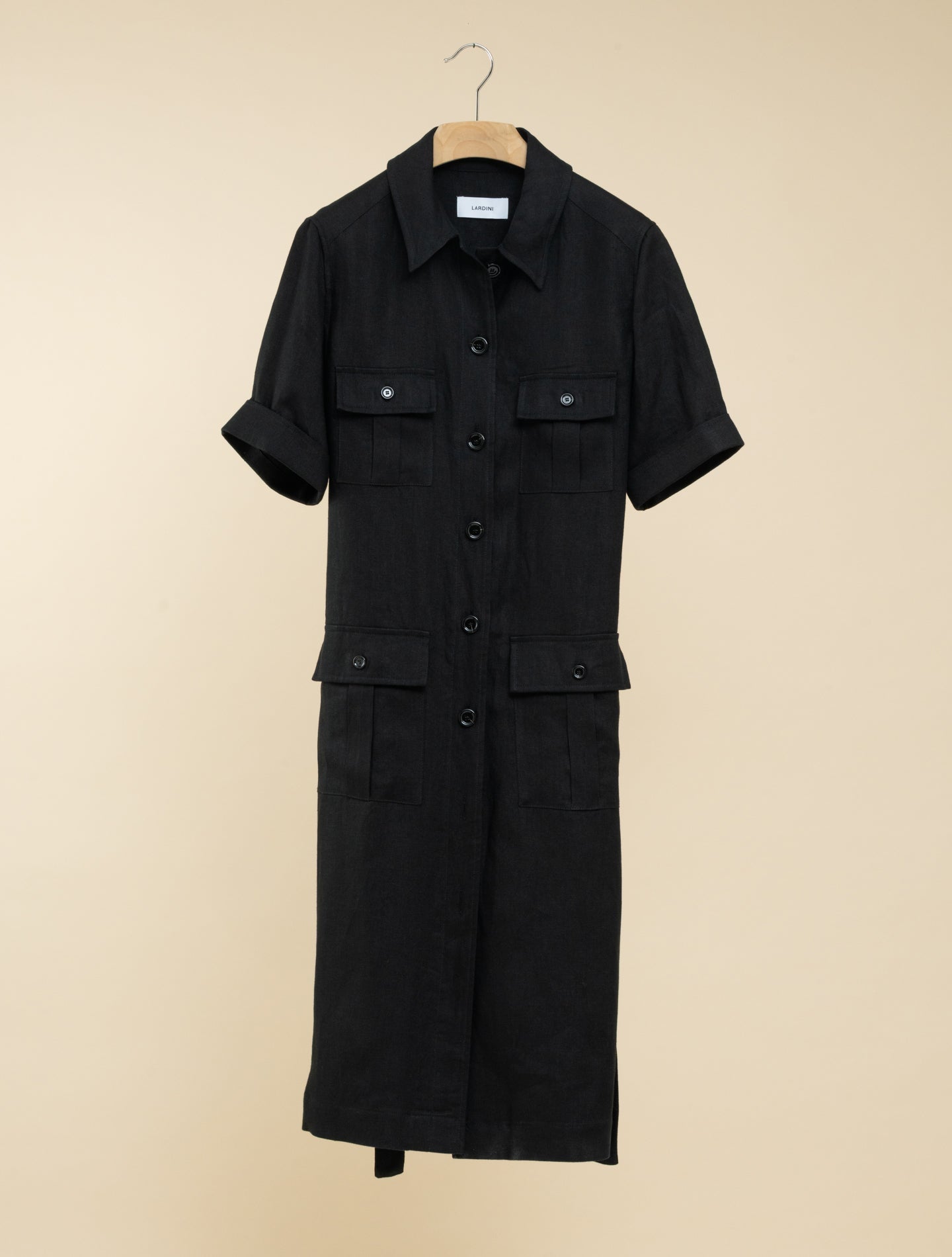 Linen Safari Dress Black Lardini Dresses IT 38