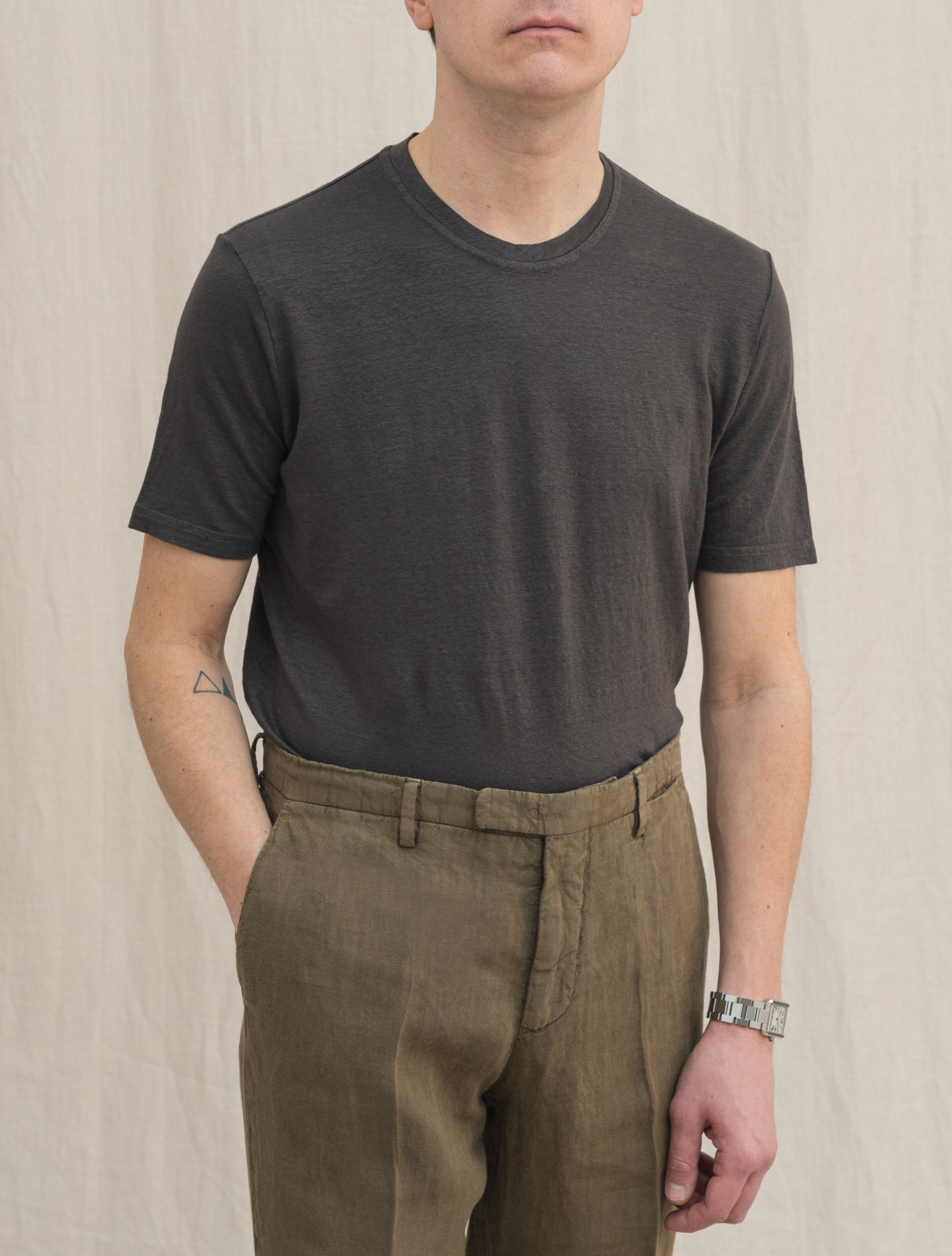 Linen T-Shirt Brown Gabucci T-shirts 48