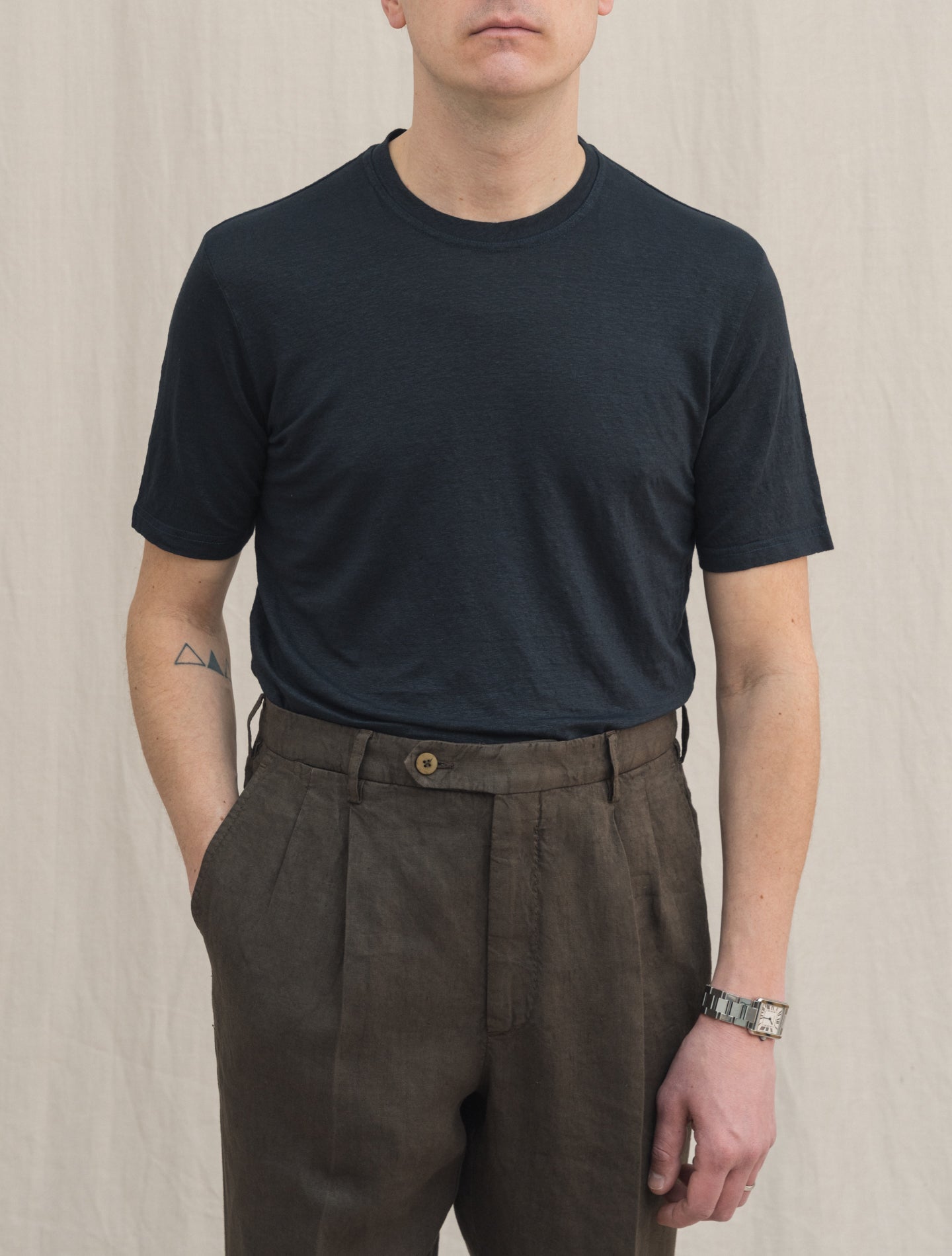 Linen T-Shirt Dark Blue Gabucci T-shirts 48