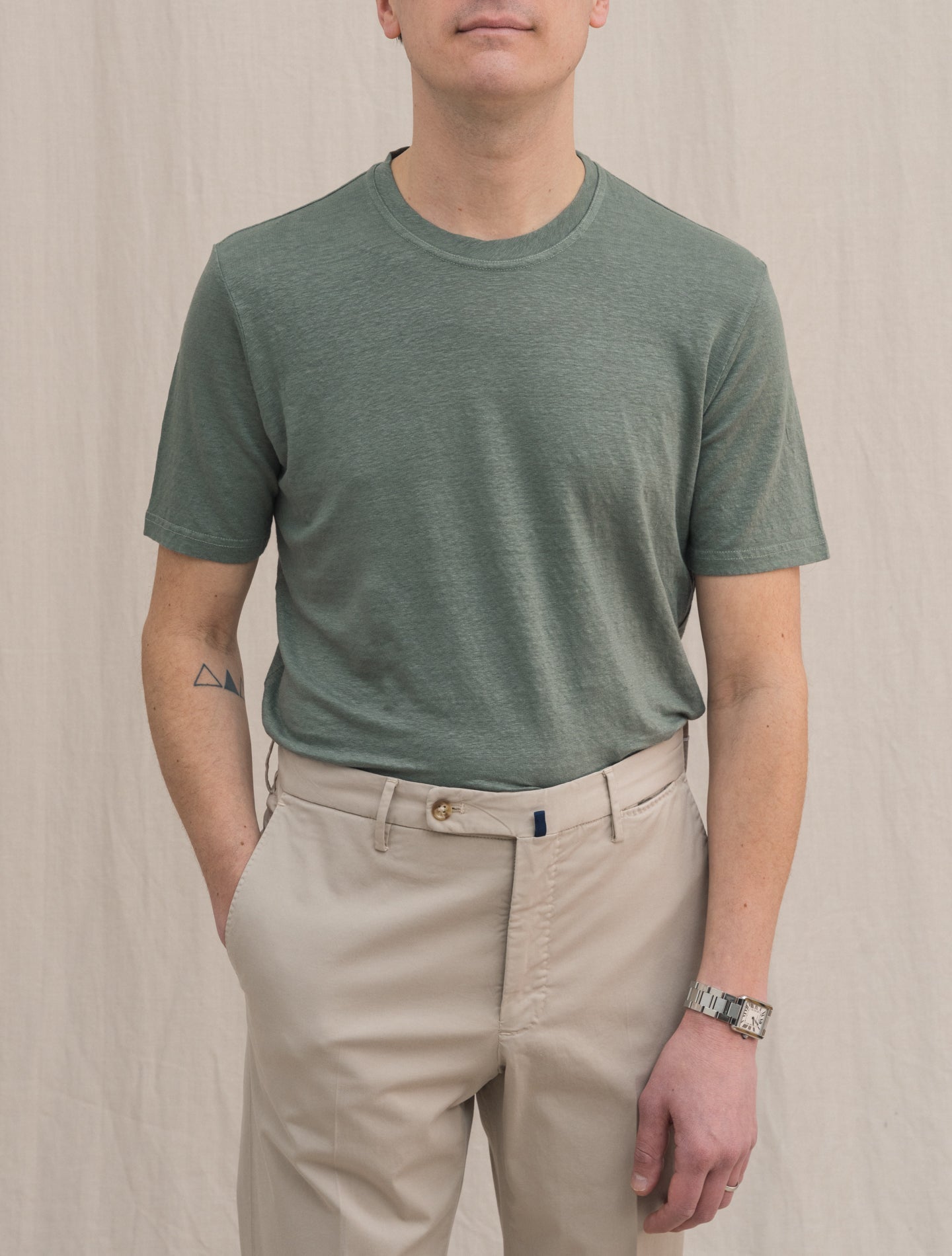 Linen T-Shirt Green Gabucci T-shirts 48