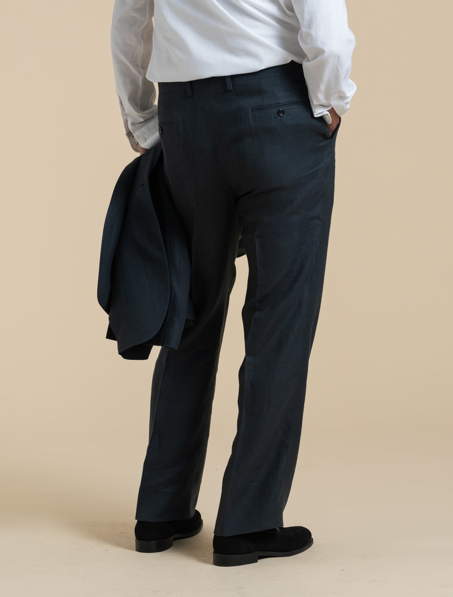 Linen Twill Suit Trousers Navy Lardini 48