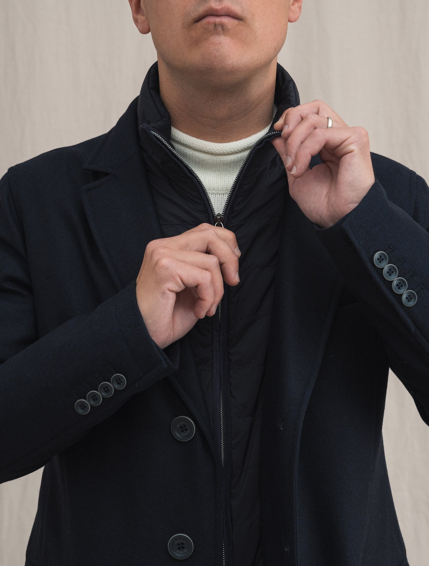 Loro Piana Storm System Coat Navy | Gabucci