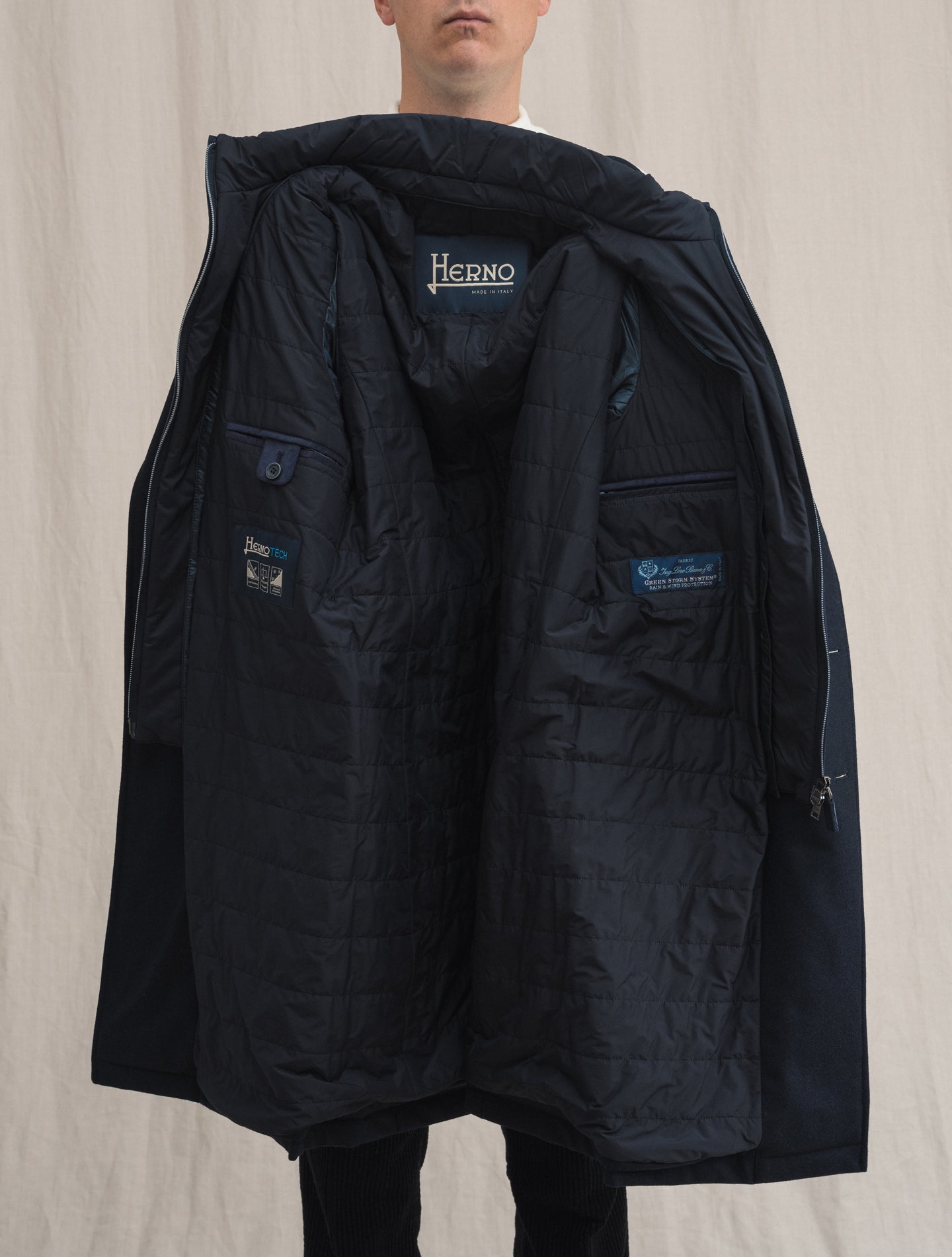 Loro Piana Storm System Coat Navy | Gabucci