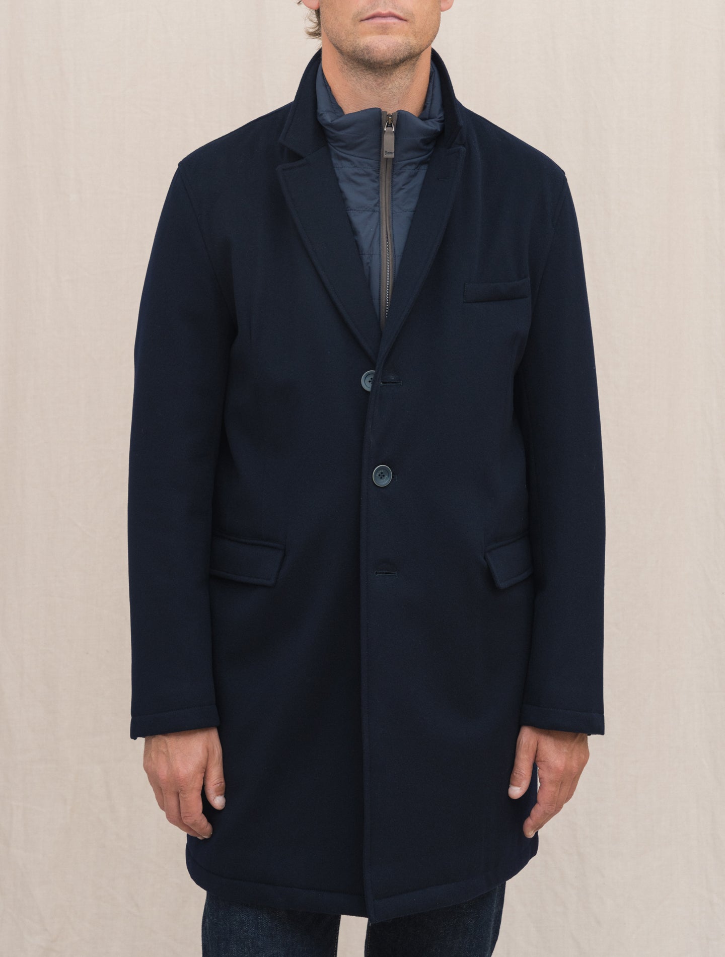 Loro Piana Storm System Padded Wool Coat Navy Herno Outerwear 48