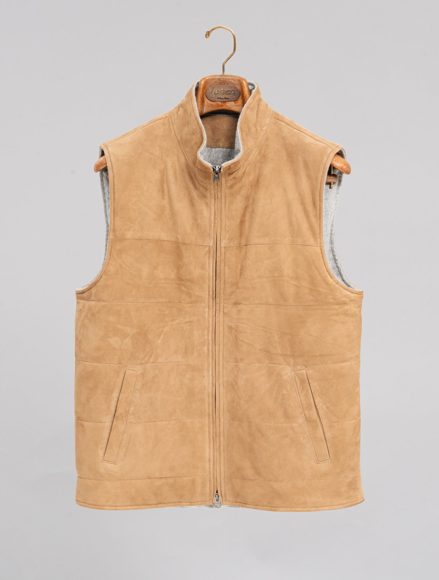 Luca Suede Vest Beige Manto Outerwear 48