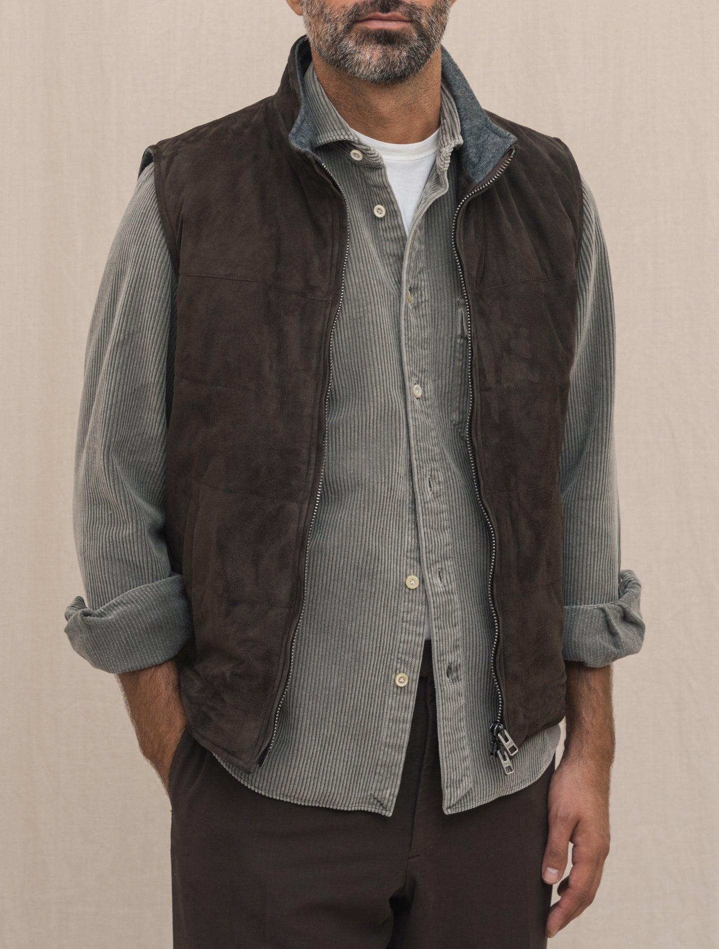 Luca Suede Vest Brown Manto Outerwear Gabucci