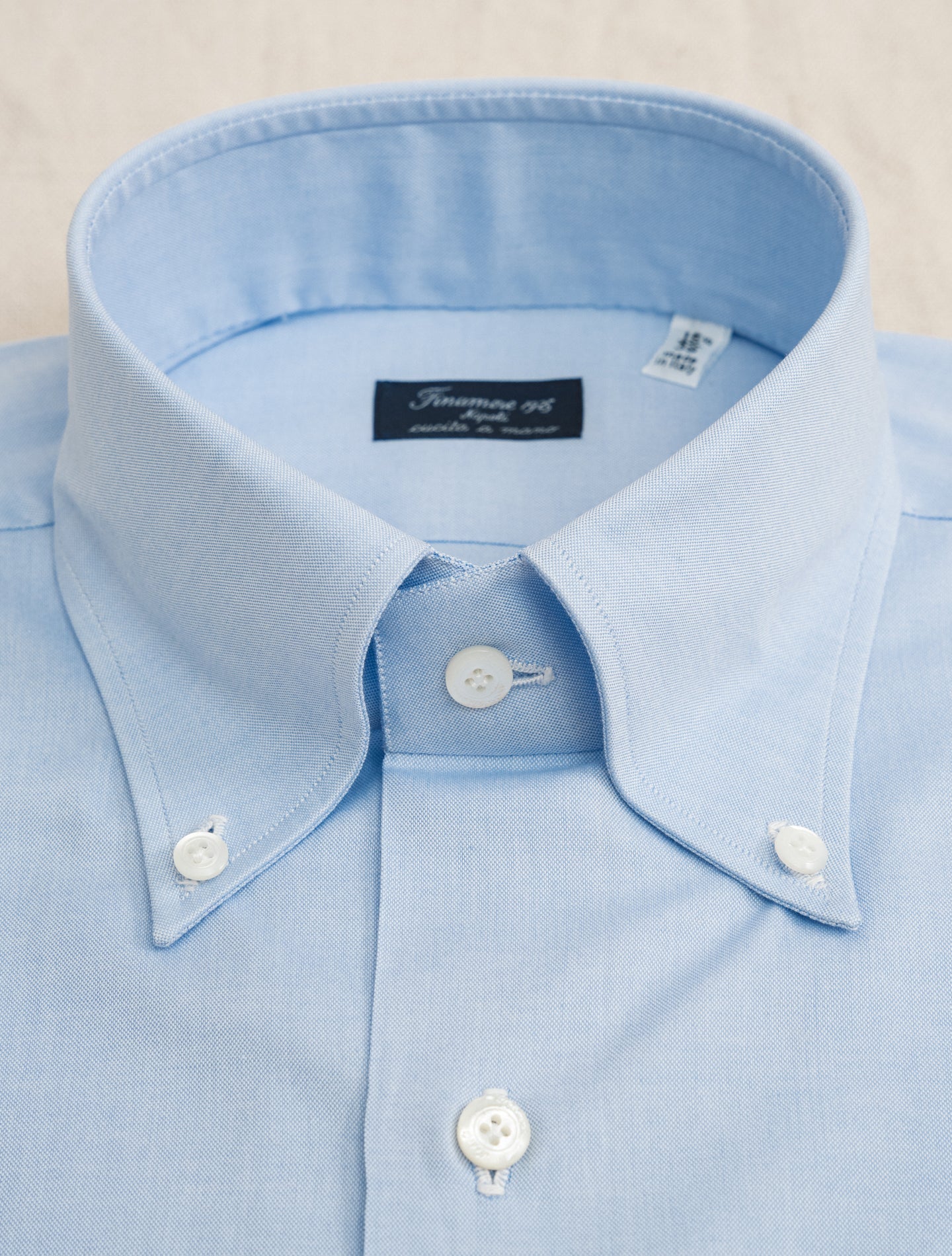 Lucio Pinpoint Button Down Cotton Shirt Light Blue Finamore Shirts 39