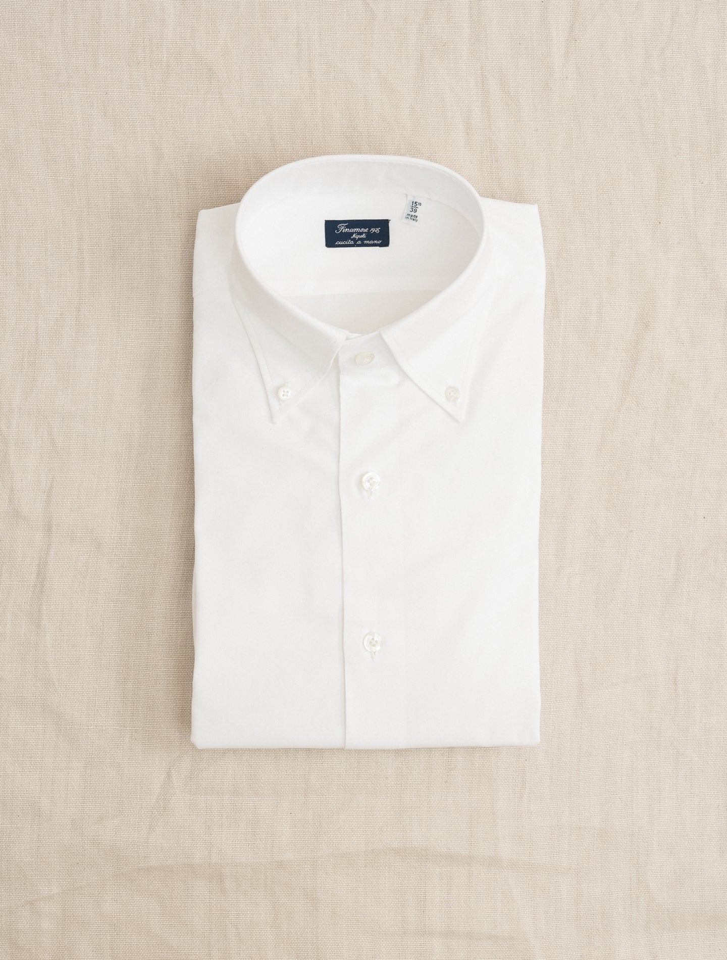 Lucio Pinpoint Button Down Cotton Shirt White Finamore Shirts 39