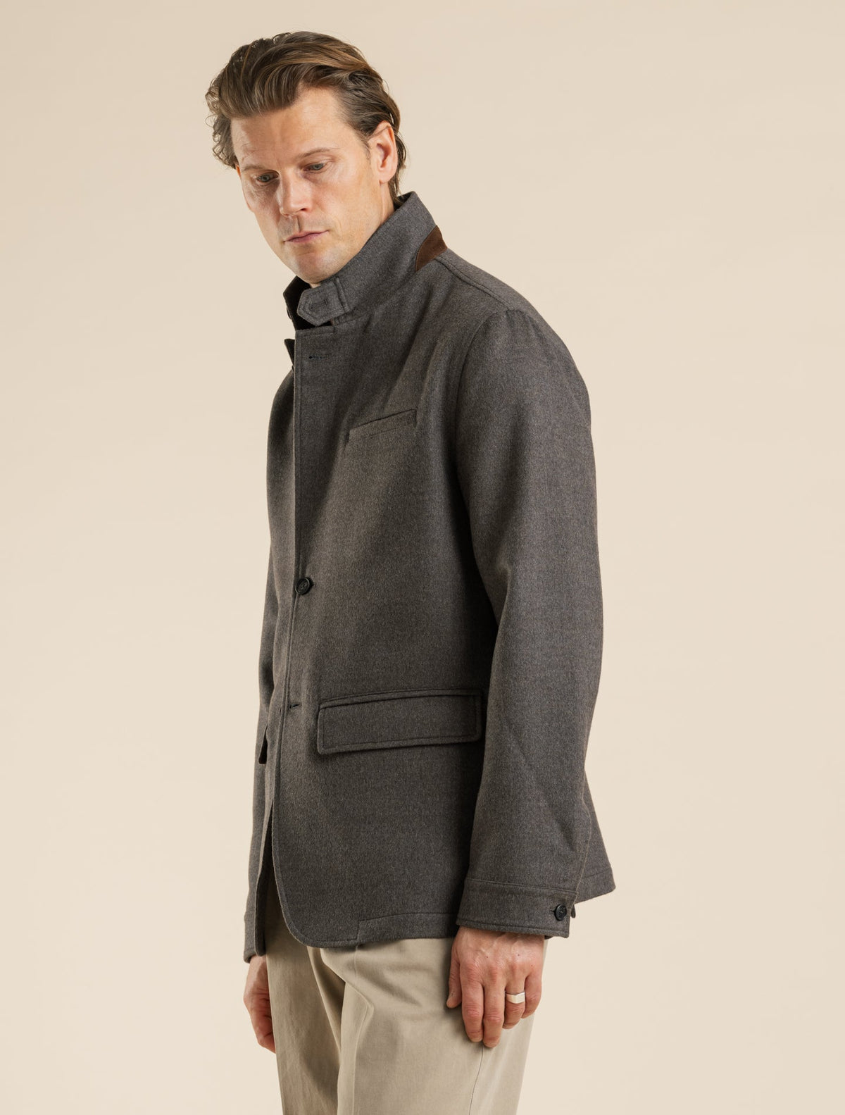 Lumen Loro Pana Capolavoro Double Wool Jacket Taupe Manto Outerwear 50