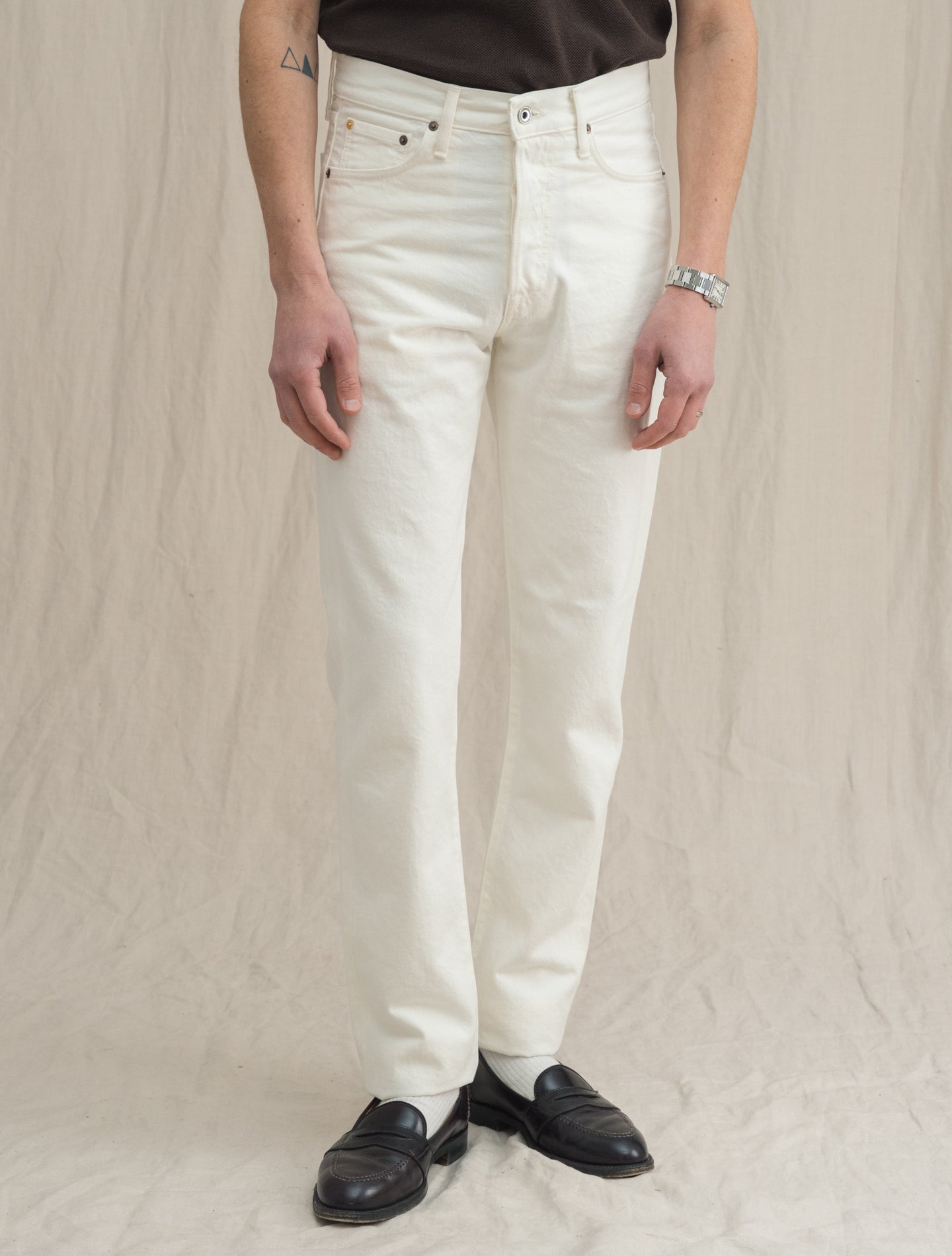 M6 Straight Denim Ecru Stone Wash | Gabucci