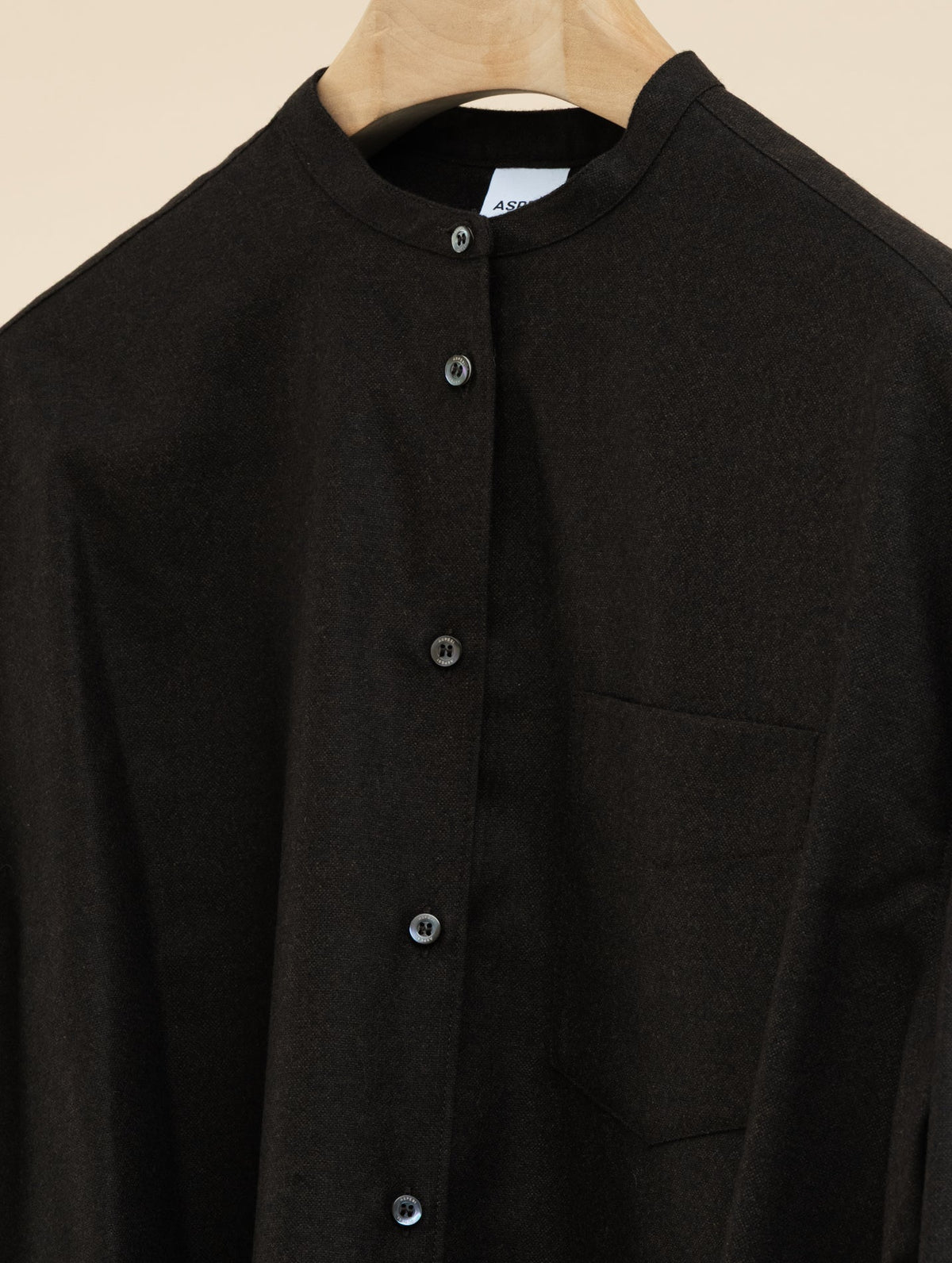 Mandarin Collar Flannel Shirt Brown Aspesi Shirts IT 38