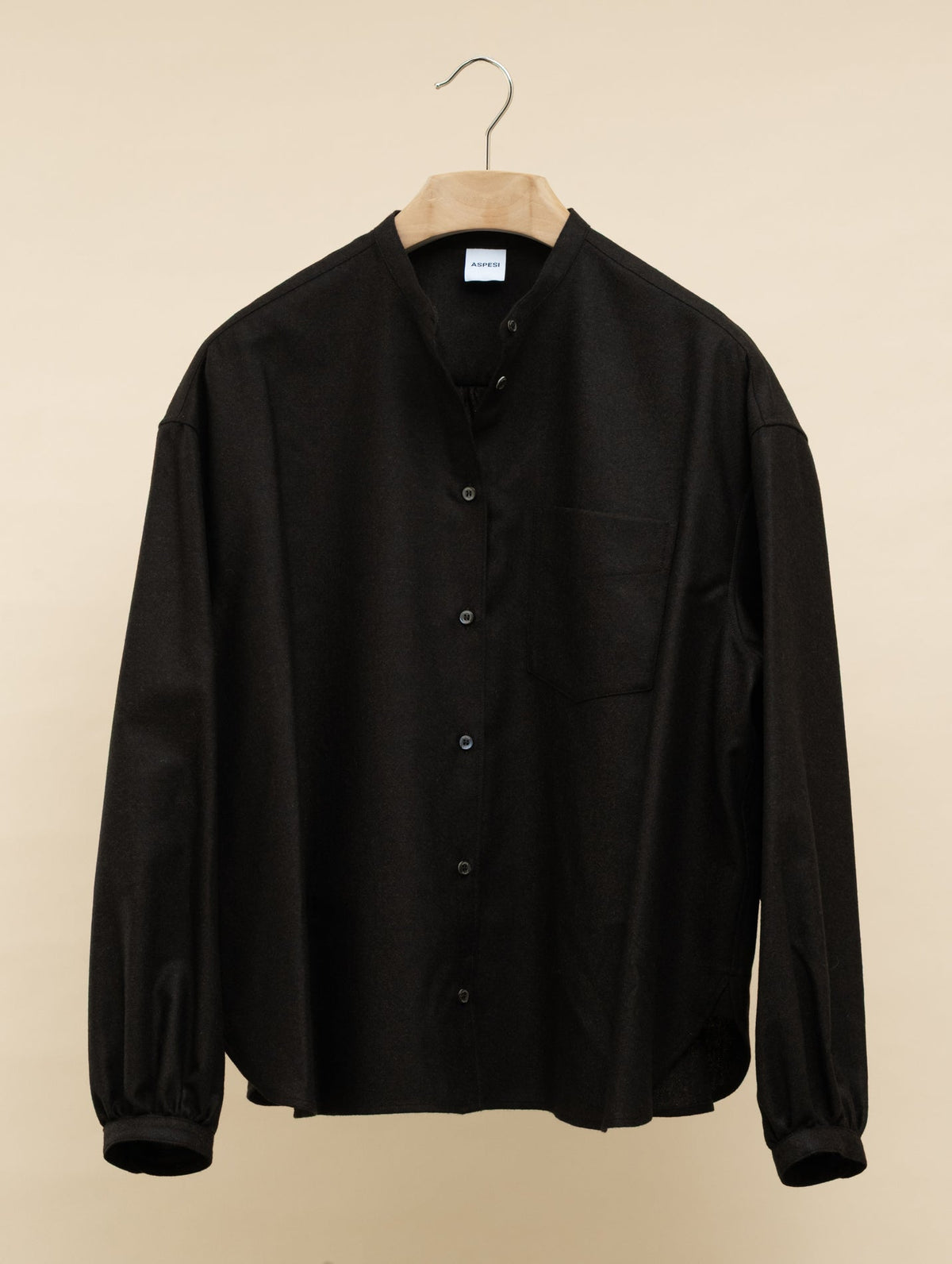 Mandarin Collar Flannel Shirt Brown Aspesi Shirts IT 38