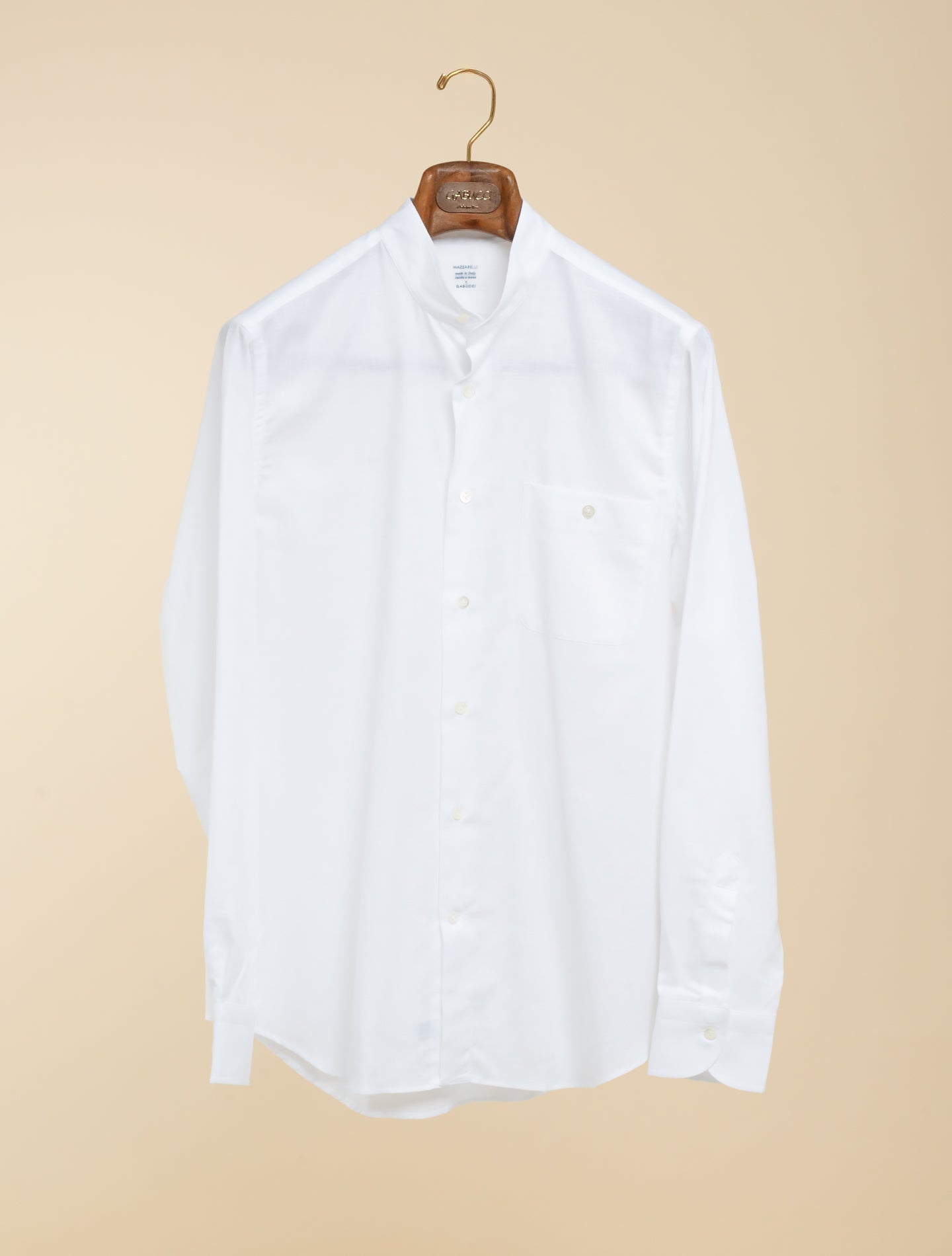 Mandarin Collar Shirt Off White | Mazzarelli | Gabucci