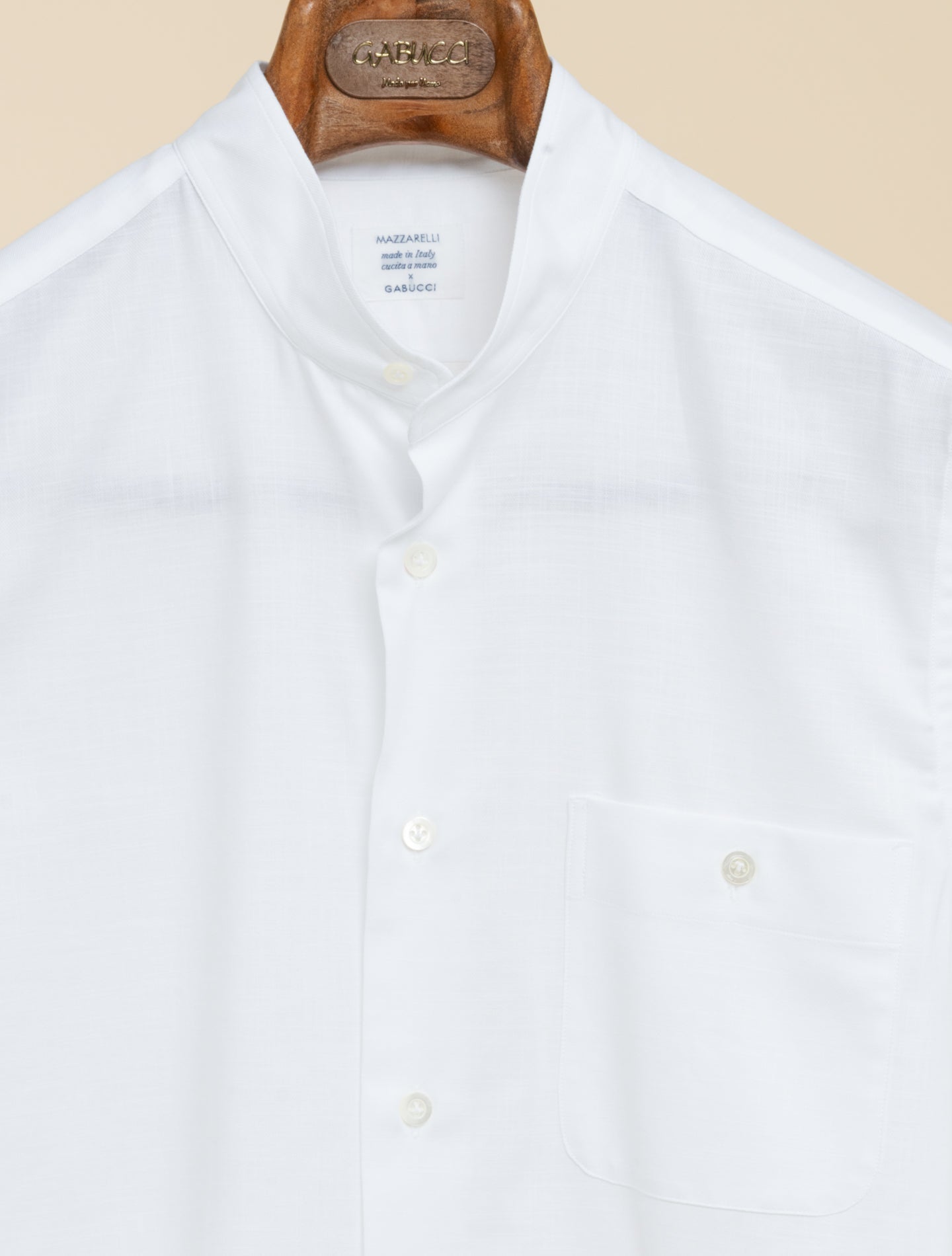 Mandarin Collar Shirt Off White | Mazzarelli | Gabucci