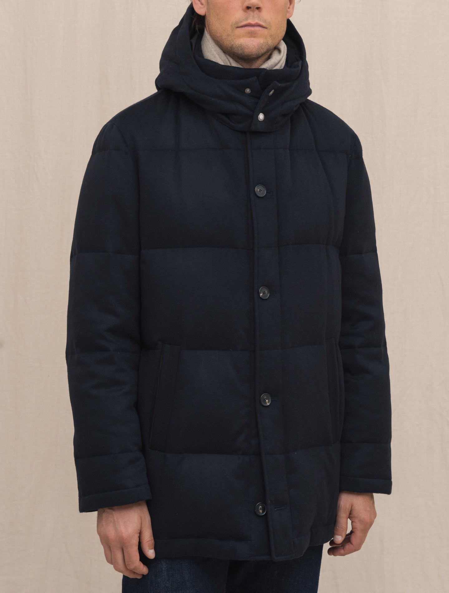 Mante Cashmere Down Jacket Navy Manto Outerwear Gabucci