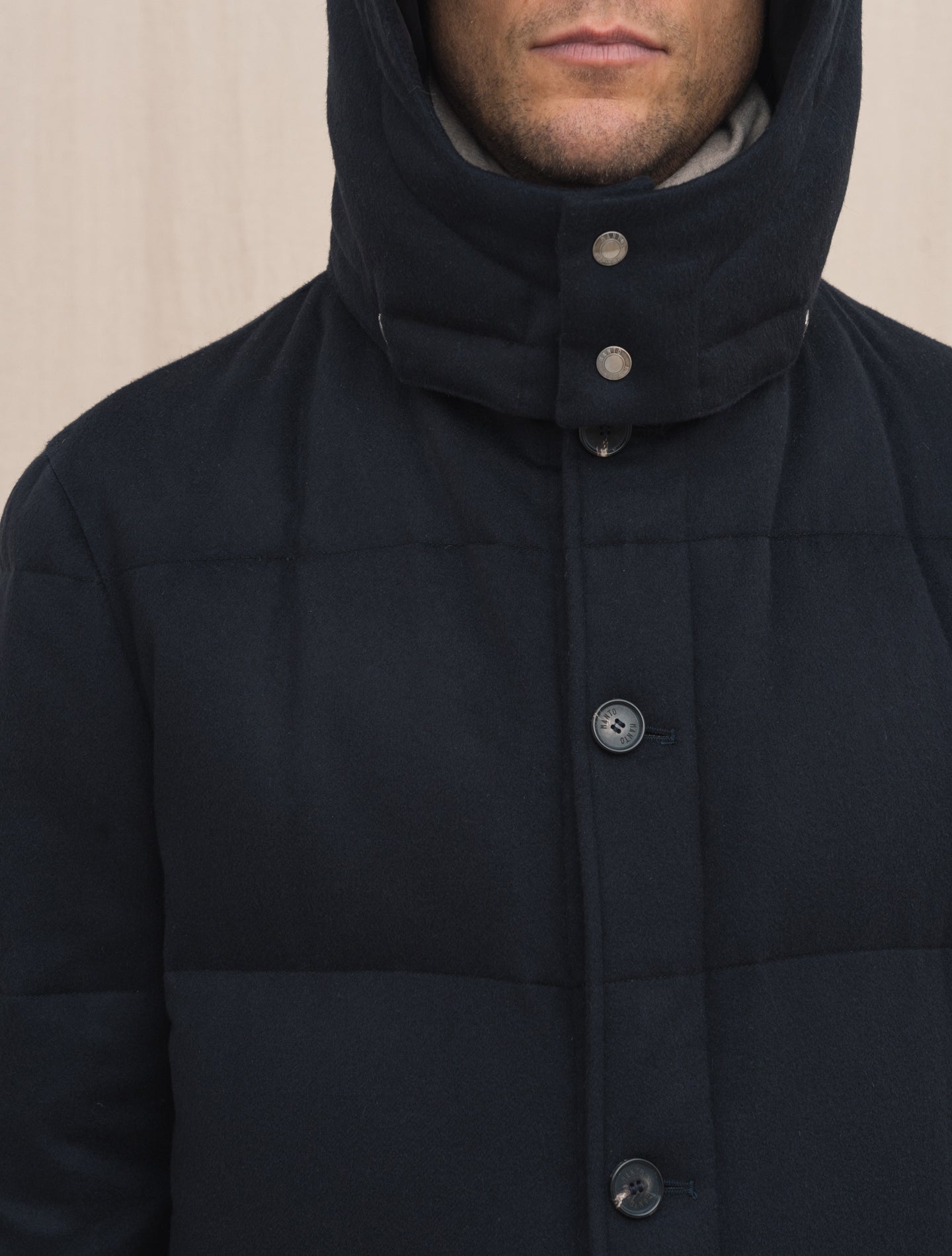 Mante Cashmere Down Jacket Navy Manto Outerwear Gabucci