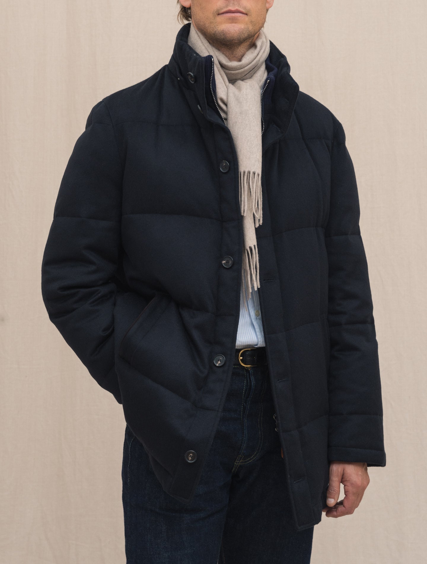 Mante Cashmere Down Jacket Navy Manto Outerwear Gabucci