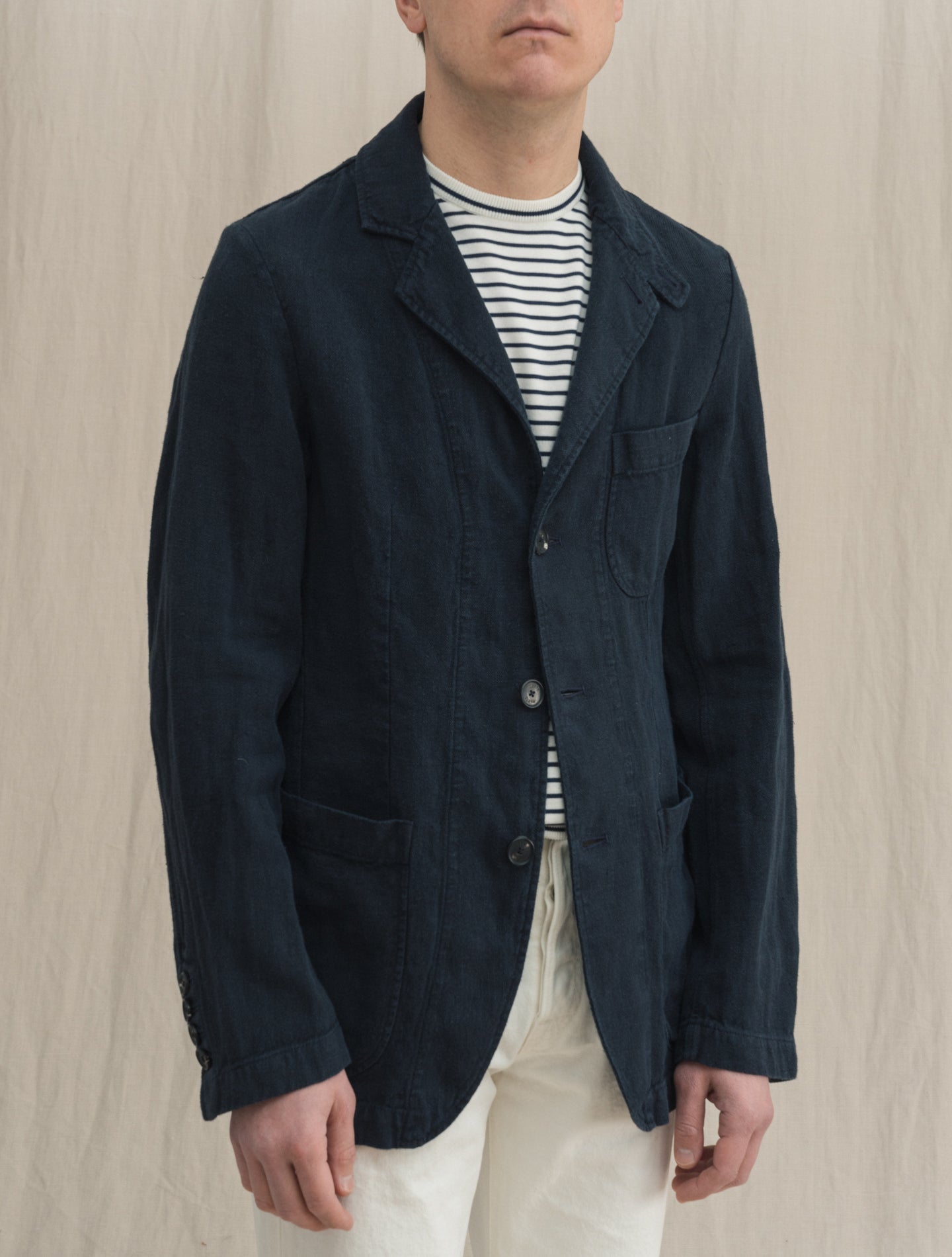 Melzi Jacket Washed Linen Dark Navy Manto Jackets 46