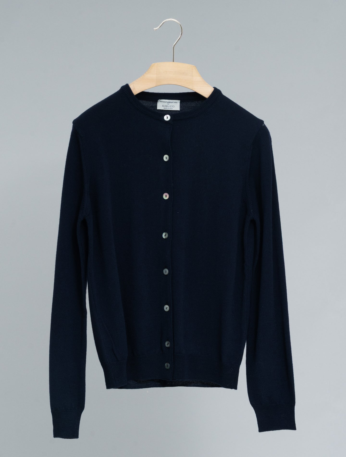 Merino Wool Cardigan Navy Morgano Knitwear IT 40