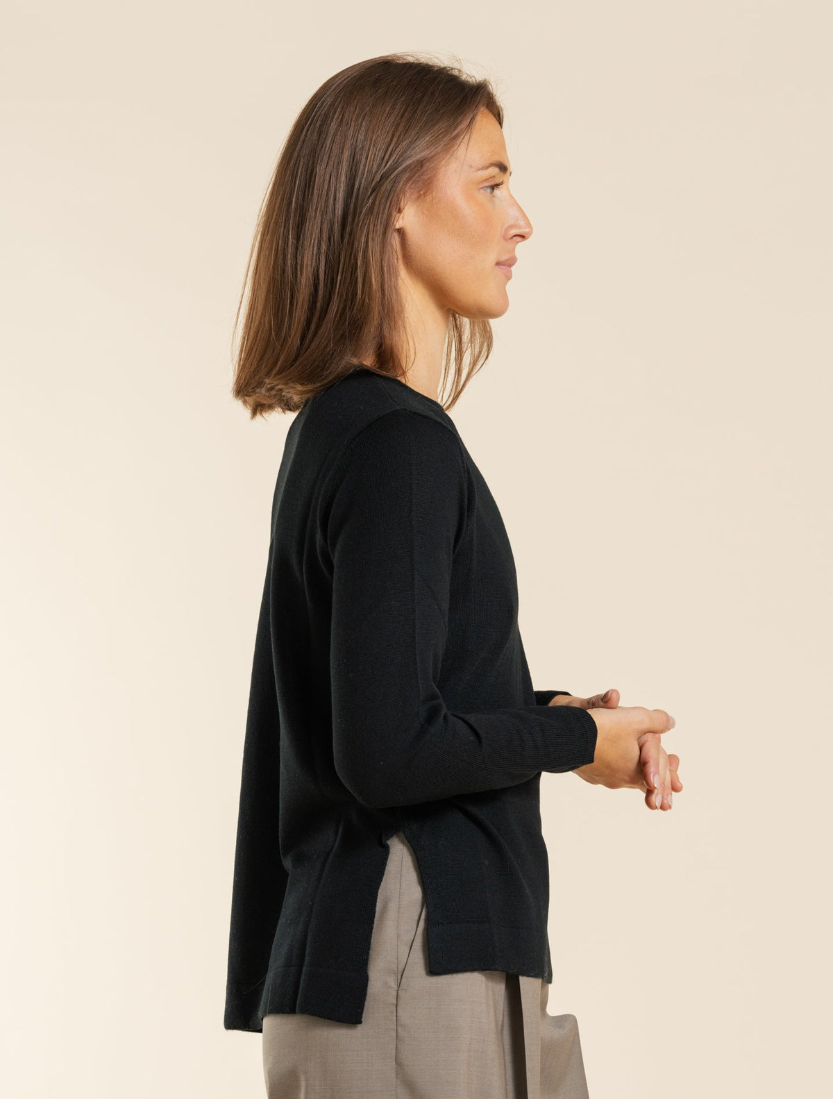 Merino Wool Crewneck Black Morgano Knitwear IT 40