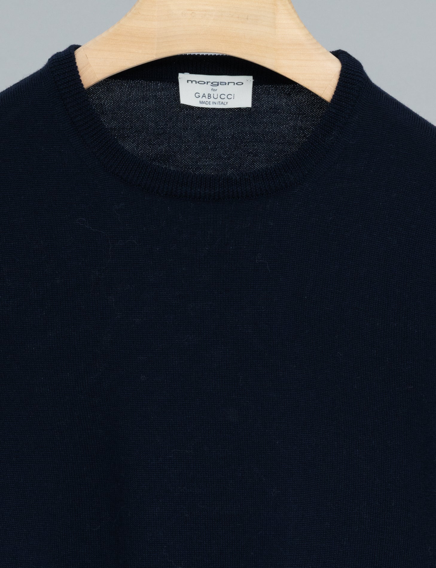 Merino Wool Crewneck Short Sleeve Navy Morgano Knitwear IT 40