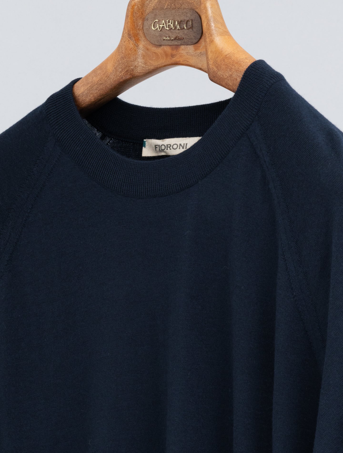 Merino Wool Crewneck T-Shirt Navy Fioroni Knitwear 48