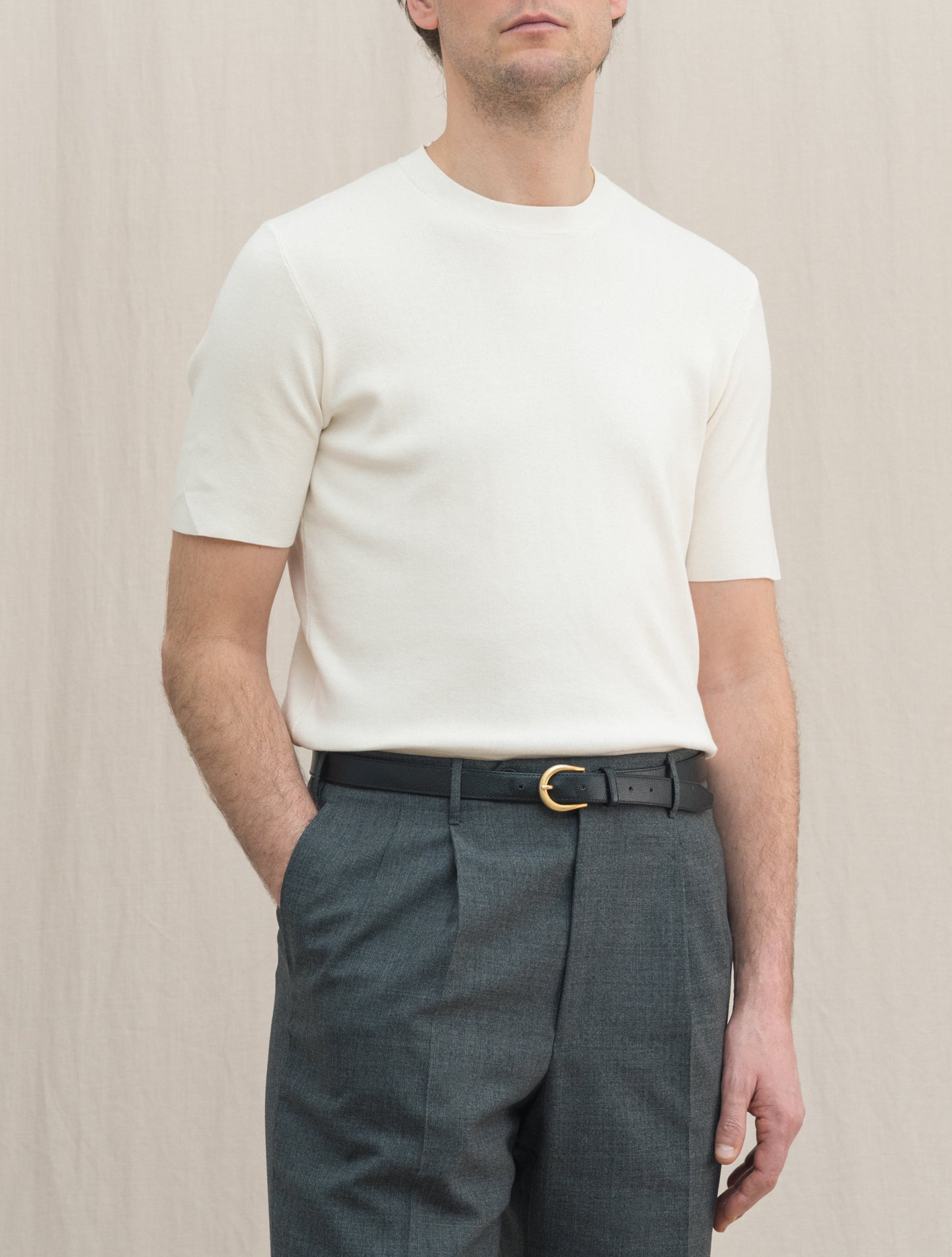 Milano Stitch Crewneck Shirt Sleeve Off White Gabucci T-shirts 48