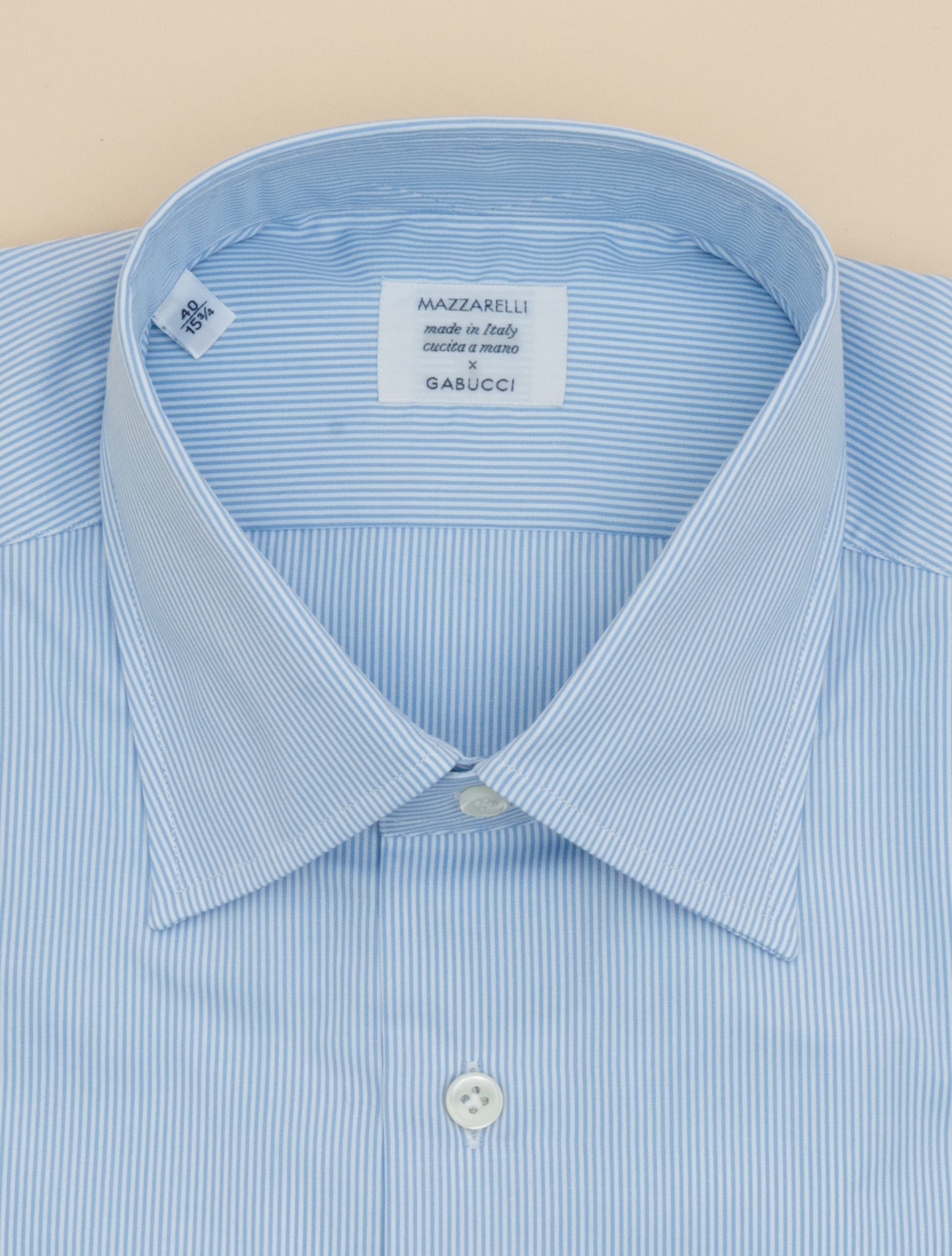 Mini Striped Cotton Turn Down Shirt Light Blue Mazzarelli Shirts 38