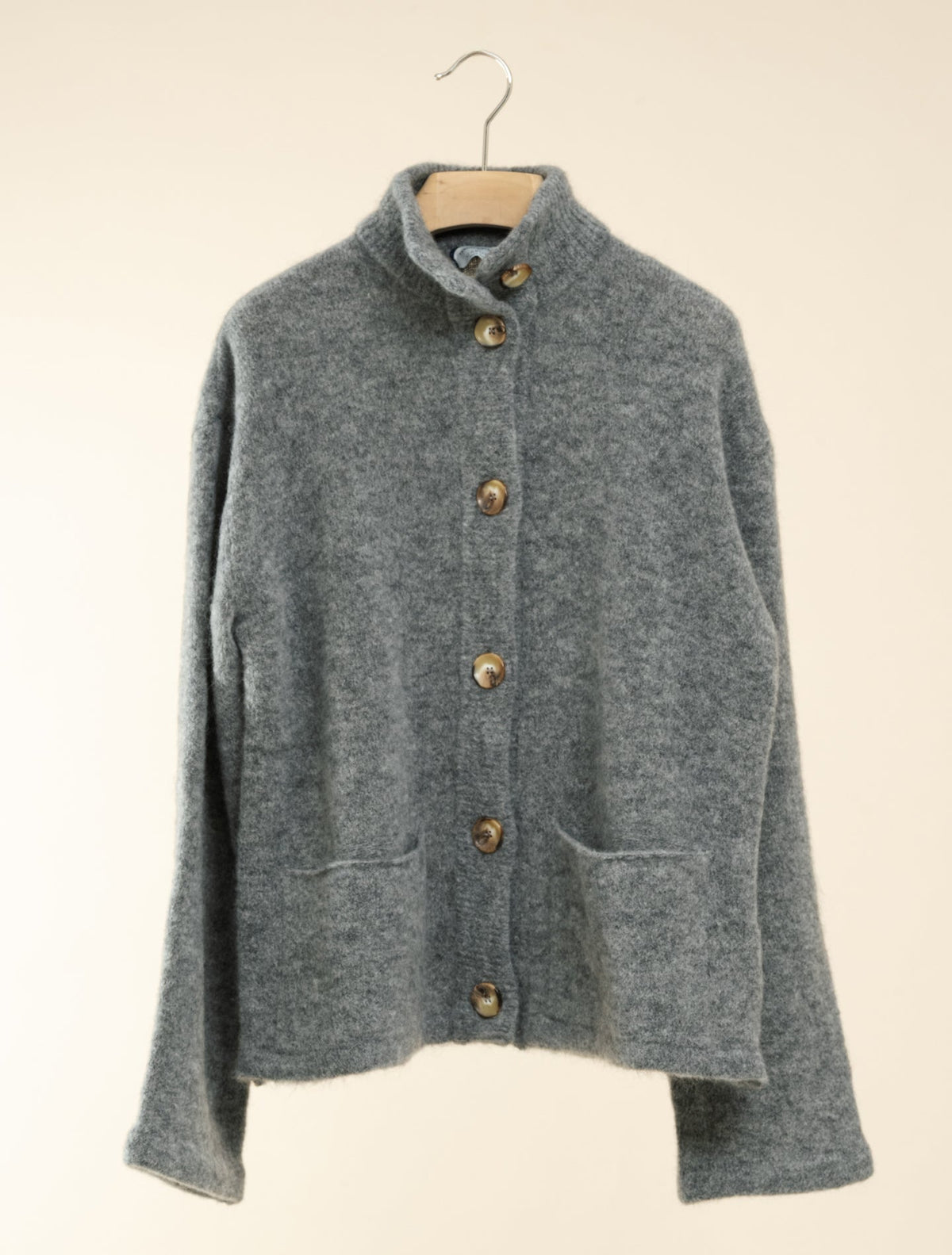 Mohair Knitted Jacket Grey Morgano Knitwear IT 40