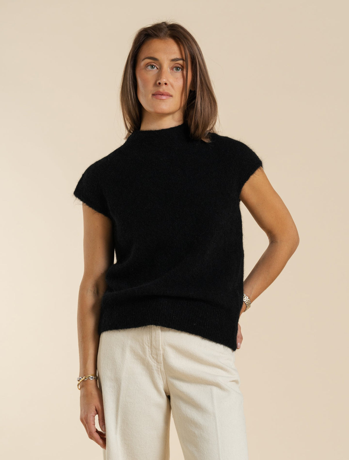 Mohair Mockneck Top Black Morgano Knitwear IT 40