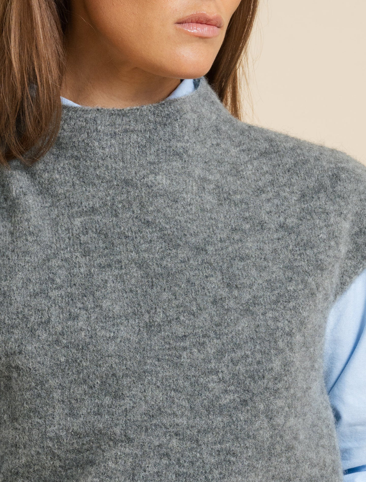 Mohair Mockneck Top Grey Morgano Knitwear IT 40