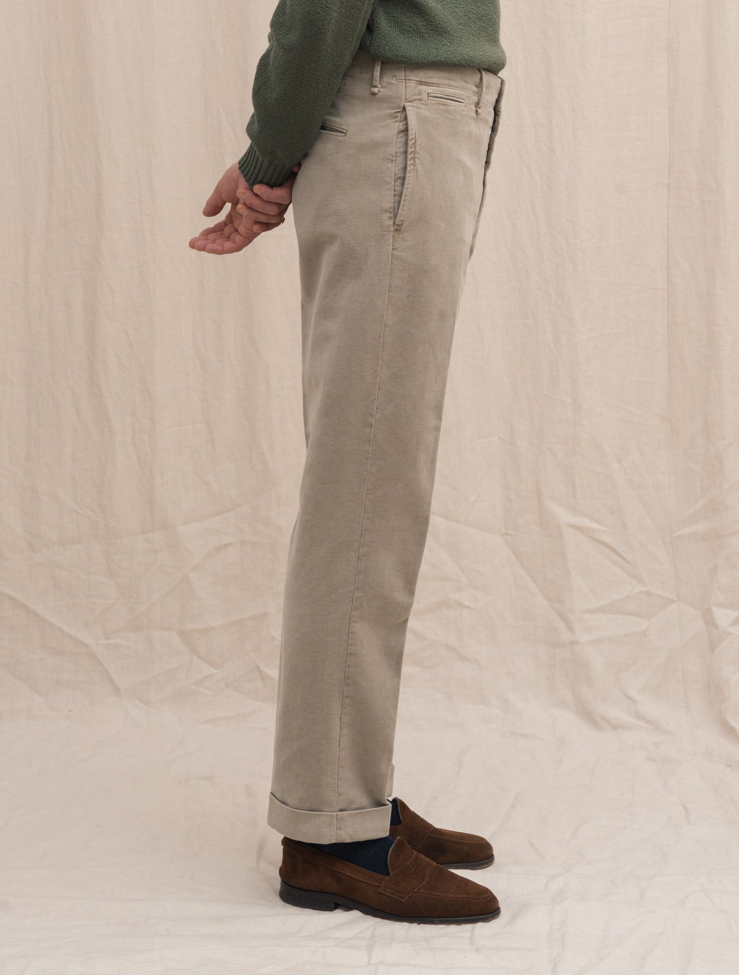 Moleskin Regular Fit Slacks Greige Incotex Trousers Gabucci