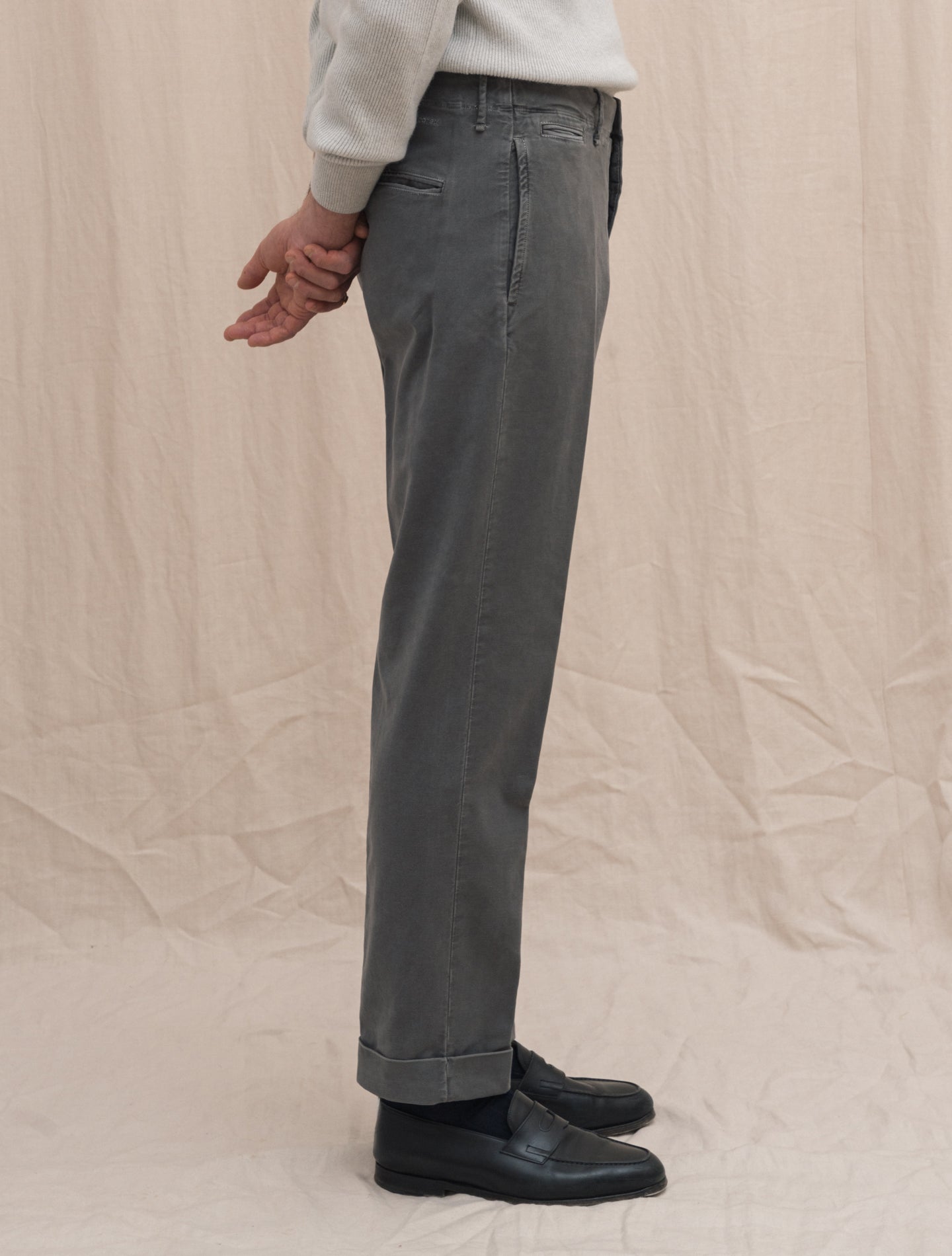 Moleskin Regular Fit Slacks Grey Incotex Trousers Gabucci