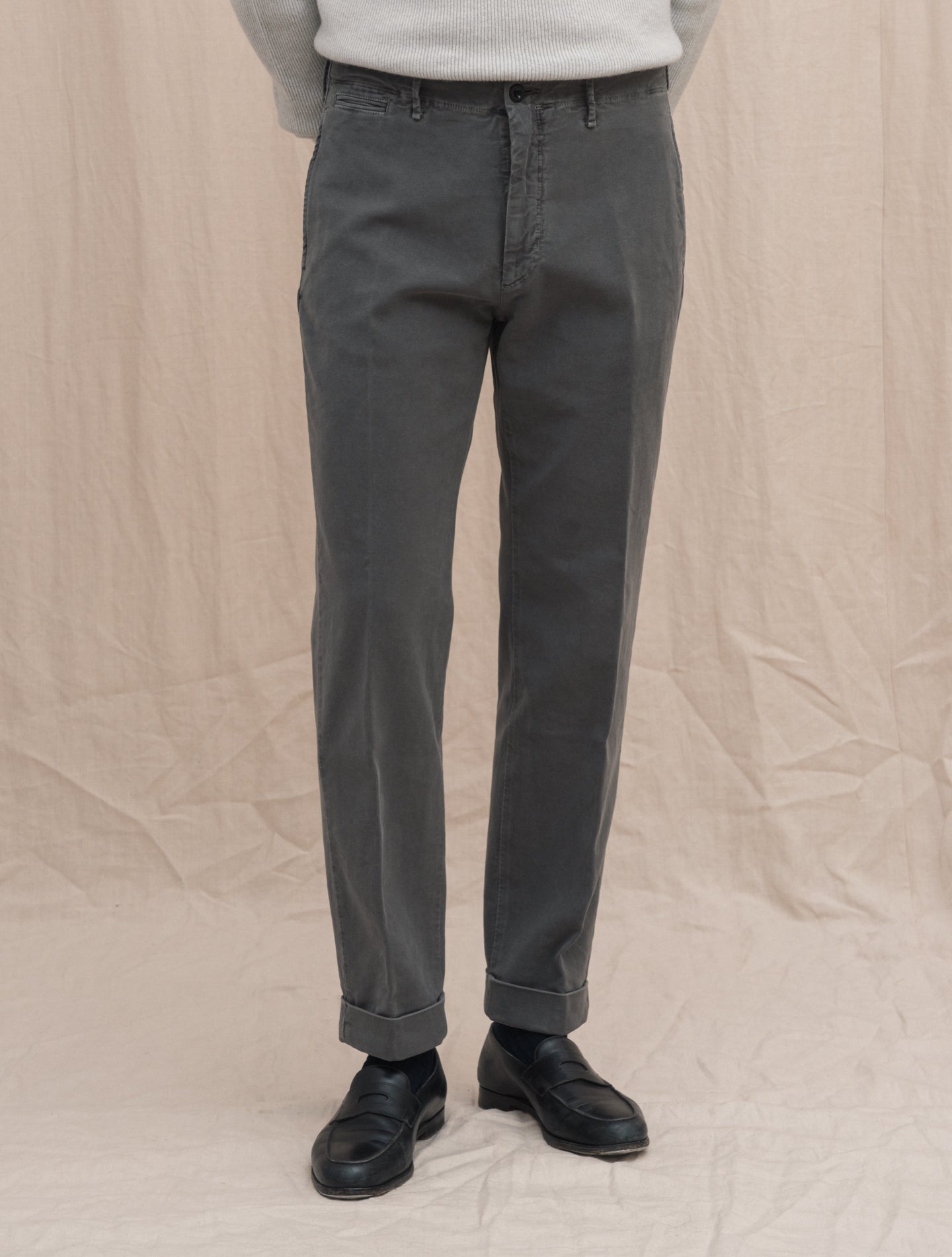 Moleskin Regular Fit Slacks Grey Incotex Trousers Gabucci