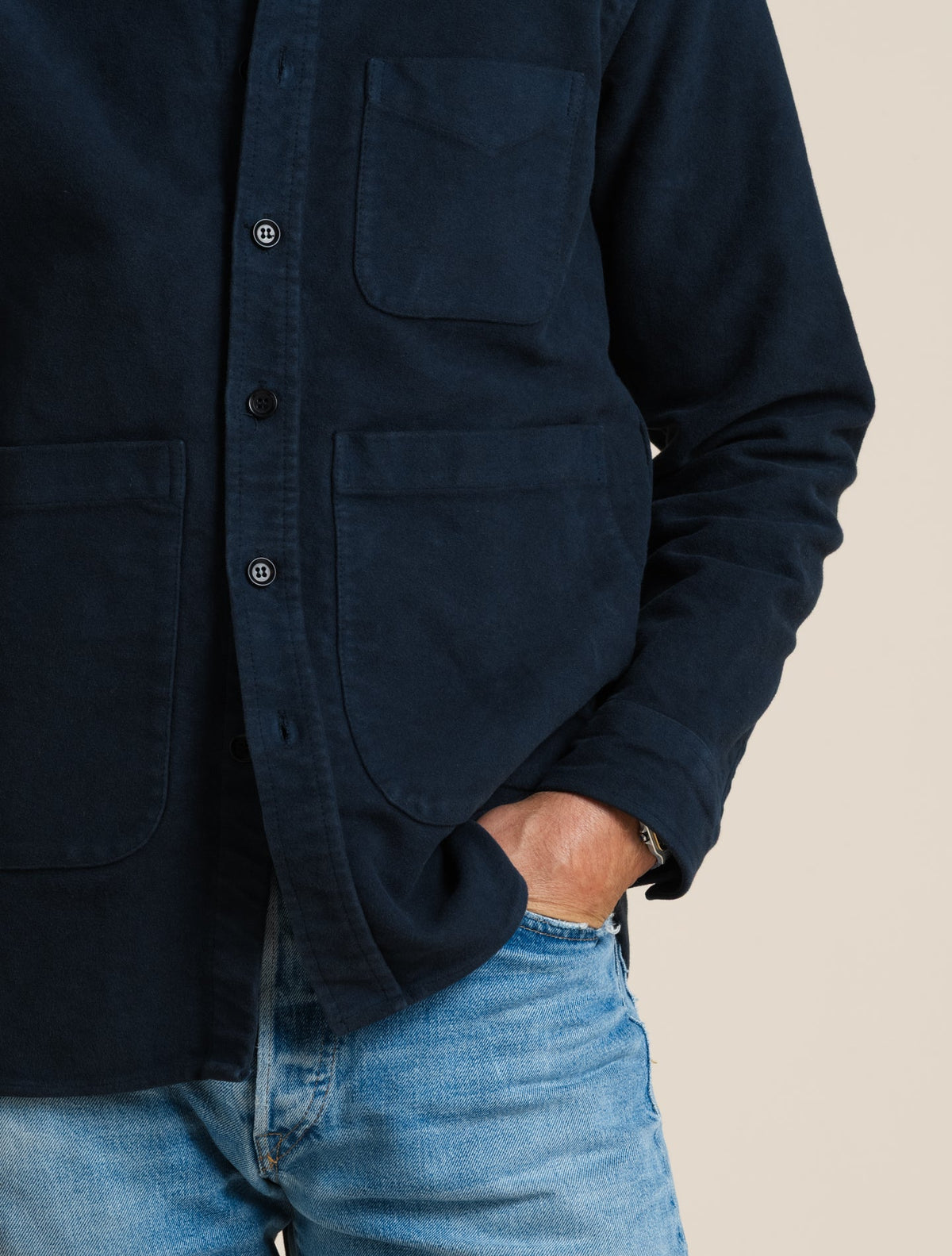 Moleskin Utility Shirt Navy Aspesi Overshirts M