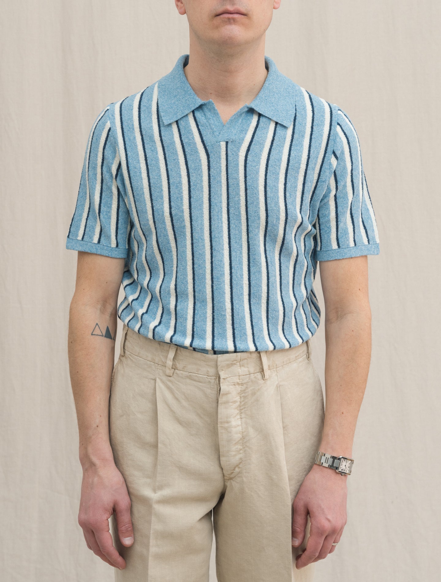 Multi Stripe Sponge Polo Shirt Light Blue Gabucci Polo shirts 48
