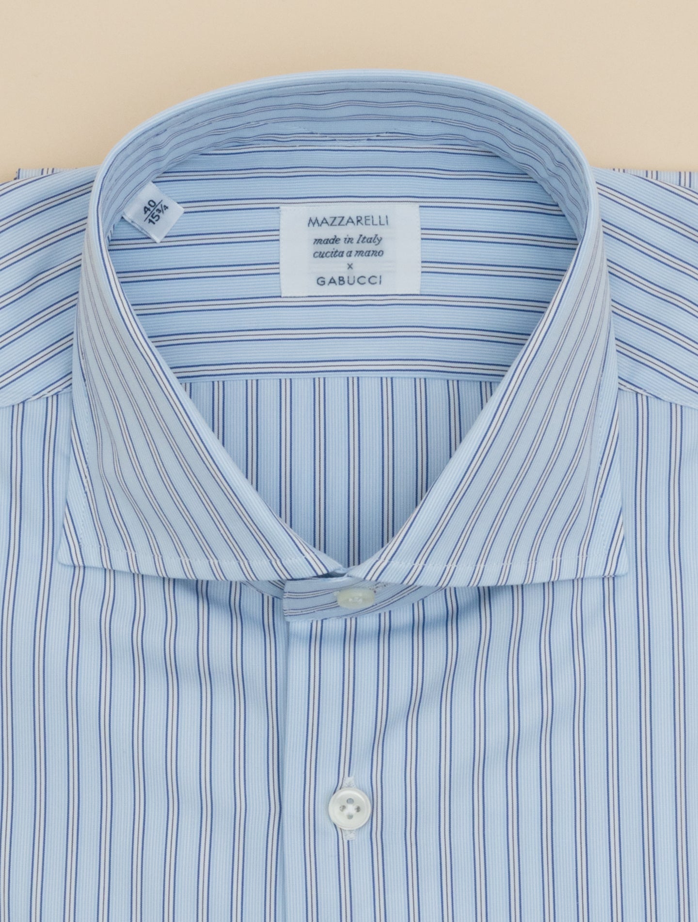 Multi Striped Cotton Cut Away Shirt Light Blue Mazzarelli Shirts 39