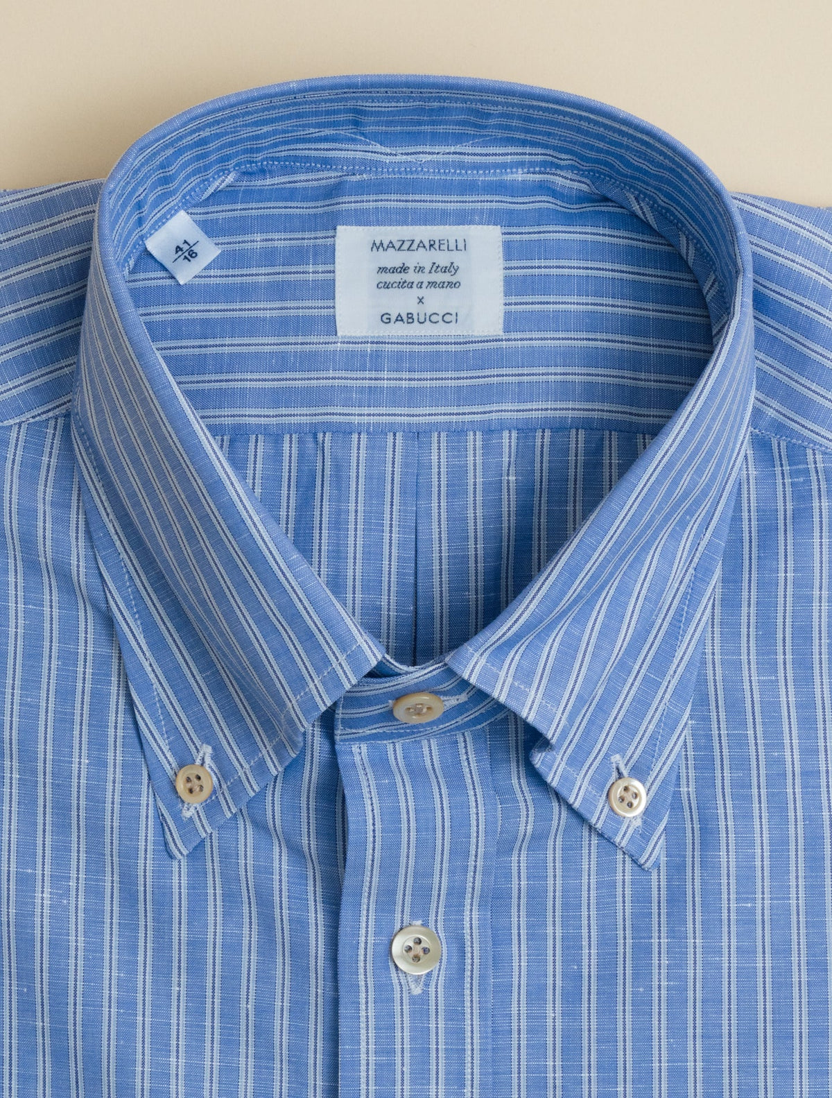 Striped Cotton Linen Shirt Blue | Mazzarelli | Gabucci