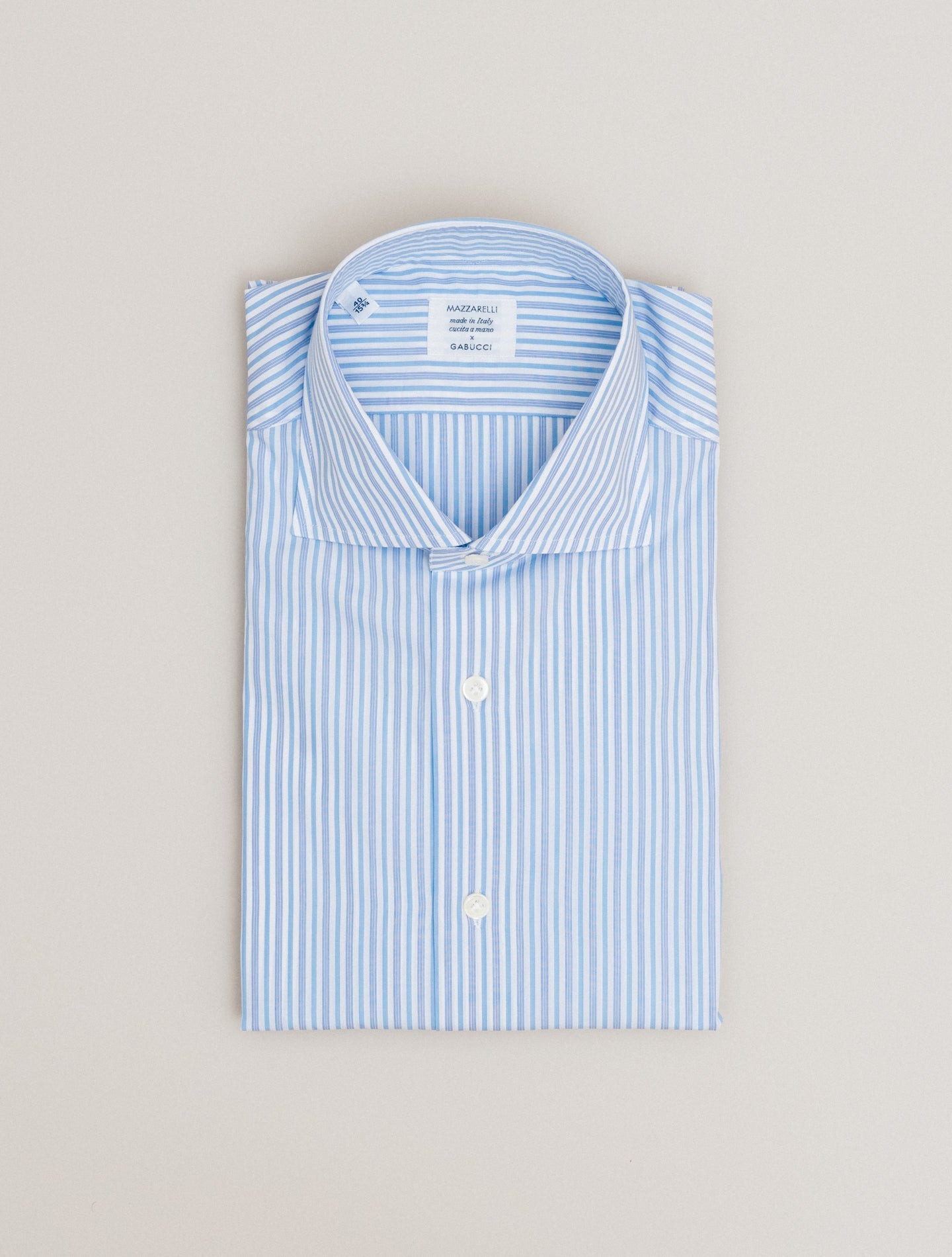 Multi Striped Cut Away Shirt Light Blue Mazzarelli Shirts 38