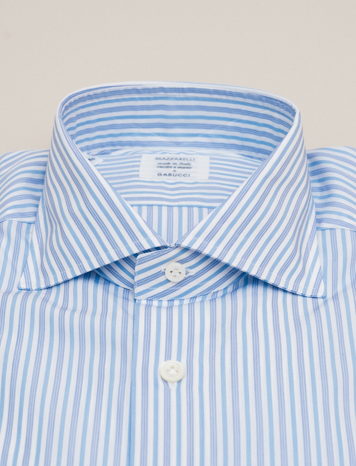 Multi Striped Cut Away Shirt Light Blue Mazzarelli Shirts 38