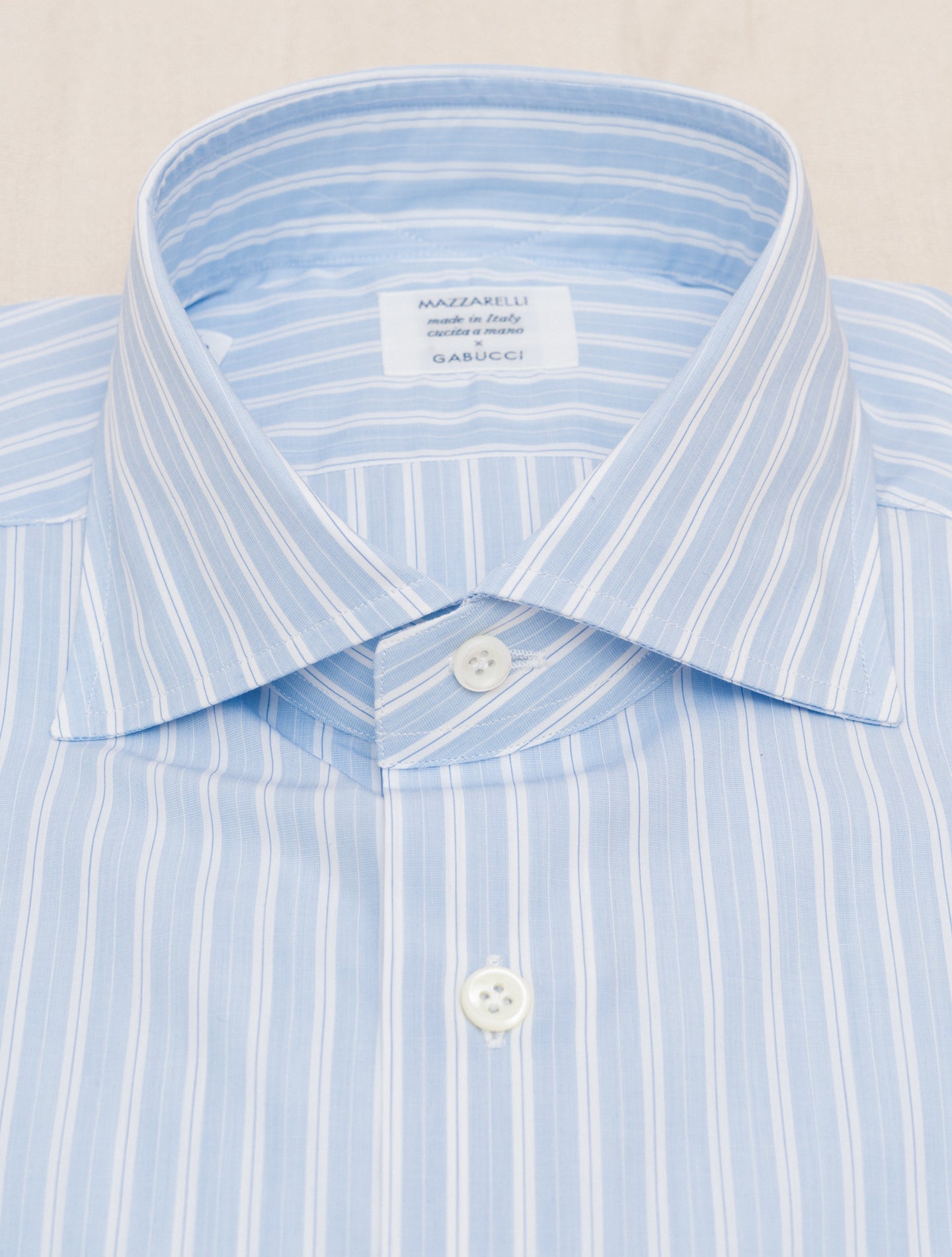 Multi Striped Cut Away Shirt Light Blue Mazzarelli Shirts Gabucci