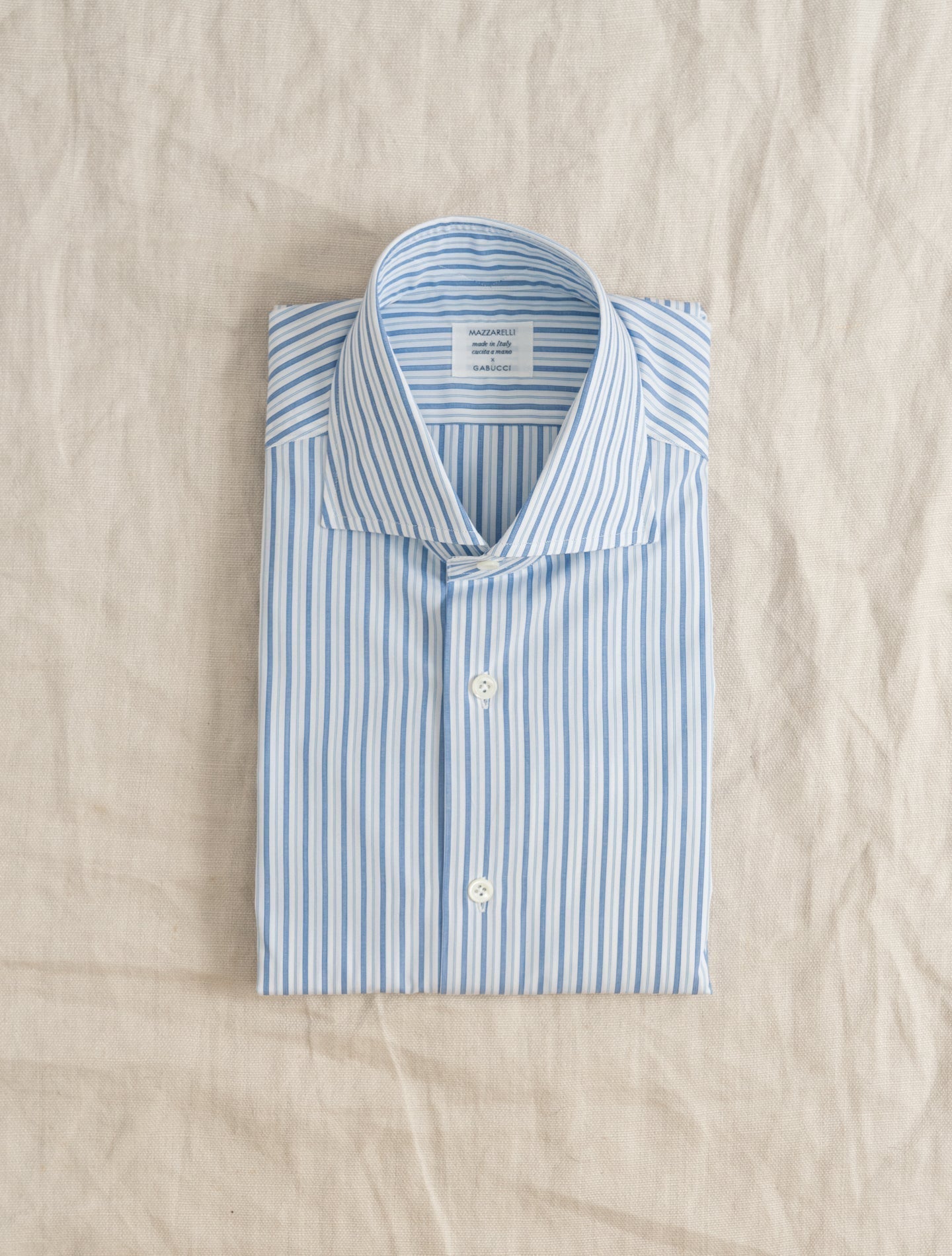 Multistrip Cotton Cut Away Shirt Blue | Gabucci