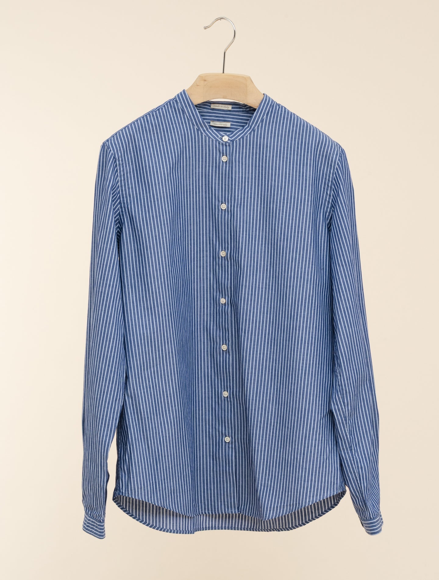 Multistriped Mandarin Collar Shirt Blue Massimo Alba Shirts XS