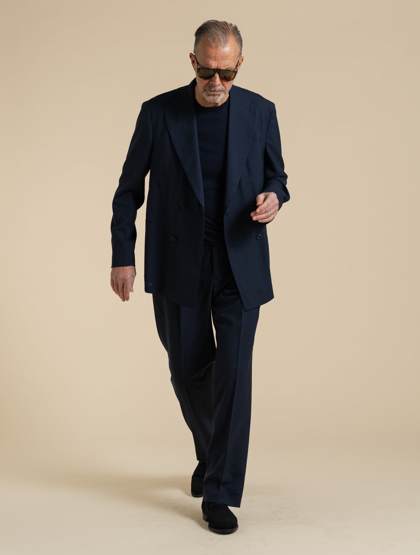 Napoli Double Breasted Tropical Wool Suit Navy Gigi Suits 48