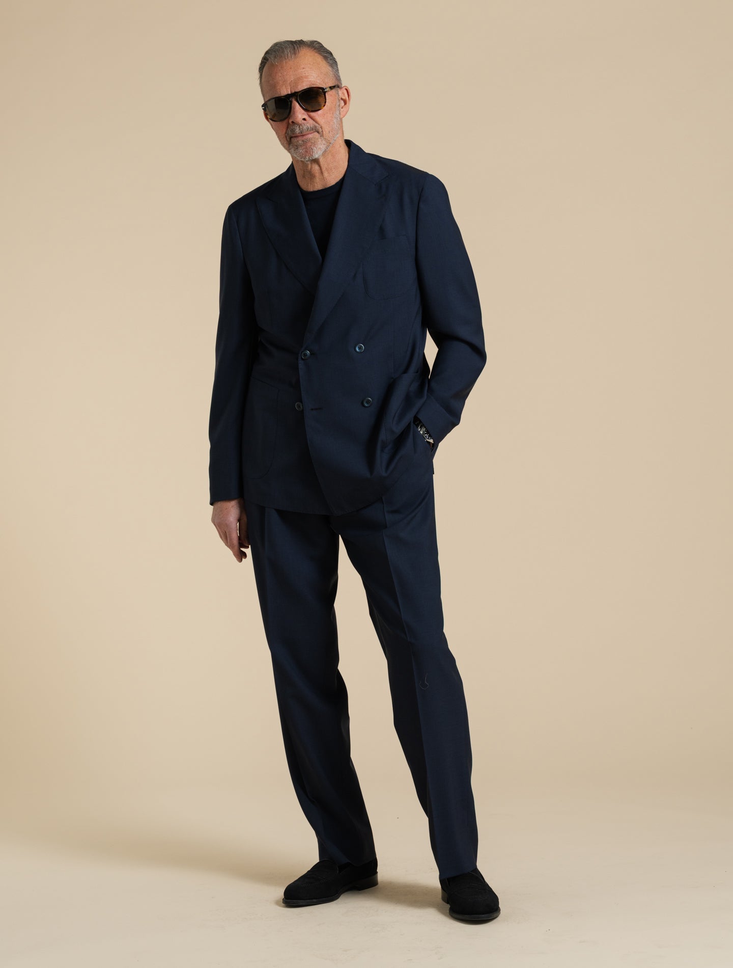 Napoli Double Breasted Tropical Wool Suit Navy Gigi Suits 48