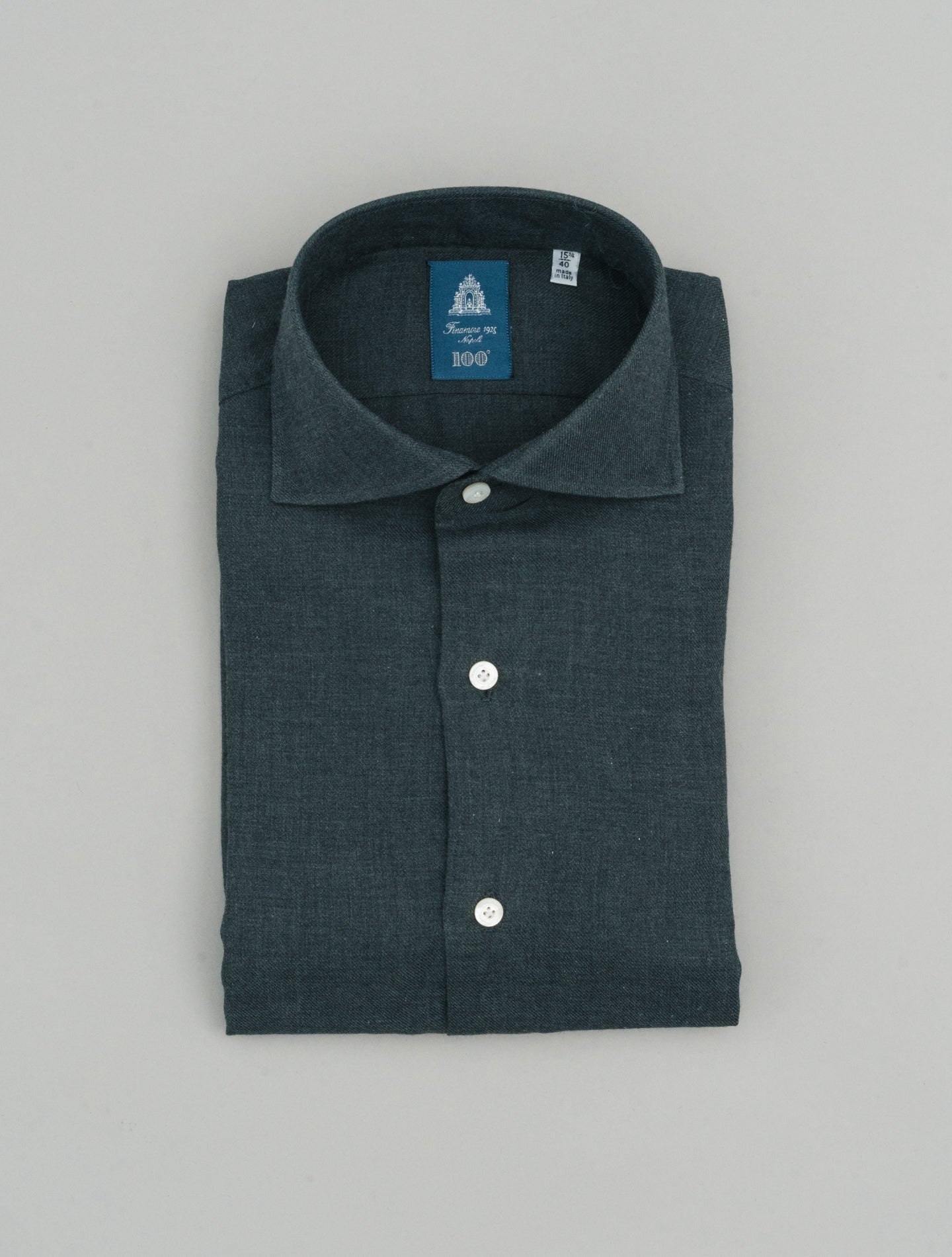 Finamore Napoli Eduardo Shirt | Dark Grey Cotton Cashmere | Gabucci