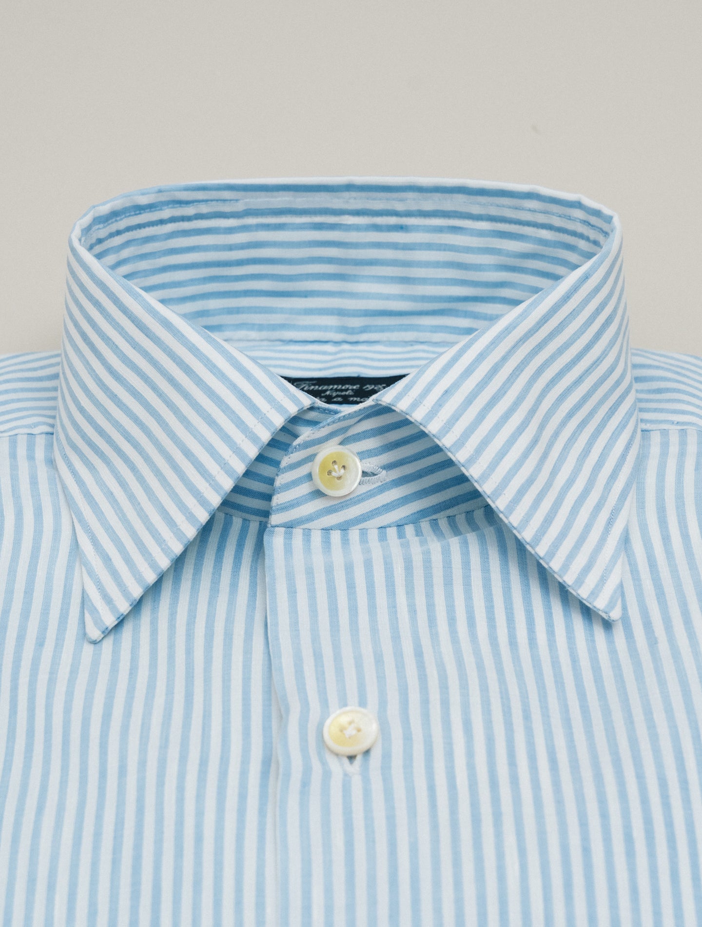 Napoli Giorgio Carlo Riva Cotton Linen Silk Shirt Light Blue Finamore Shirts 38