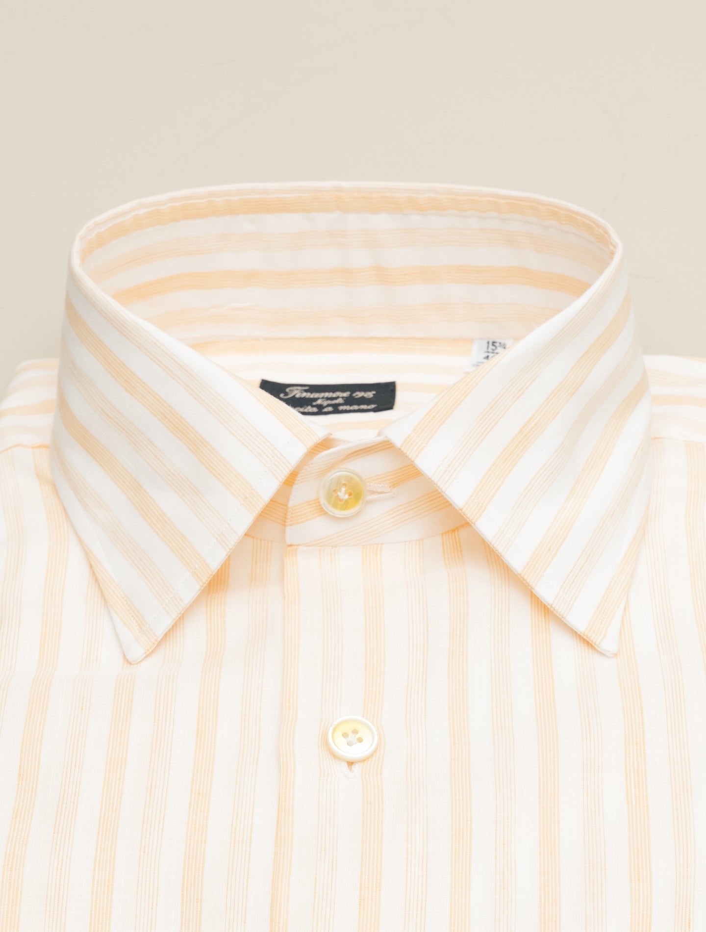Napoli Giorgio Carlo Riva Cotton Linen Silk Shirt Yellow Finamore Shirts 38
