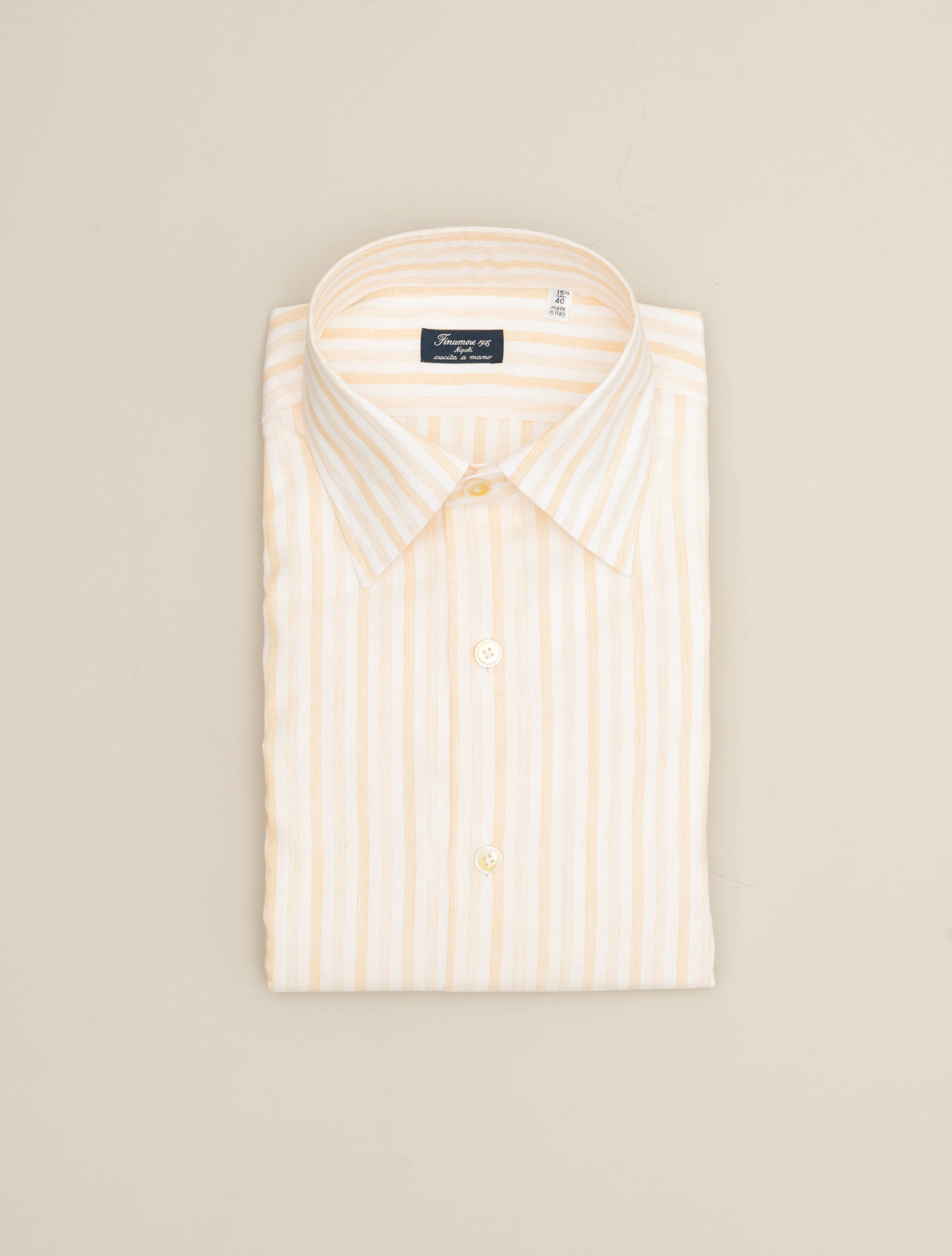 Napoli Giorgio Carlo Riva Cotton Linen Silk Shirt Yellow Finamore Shirts 38